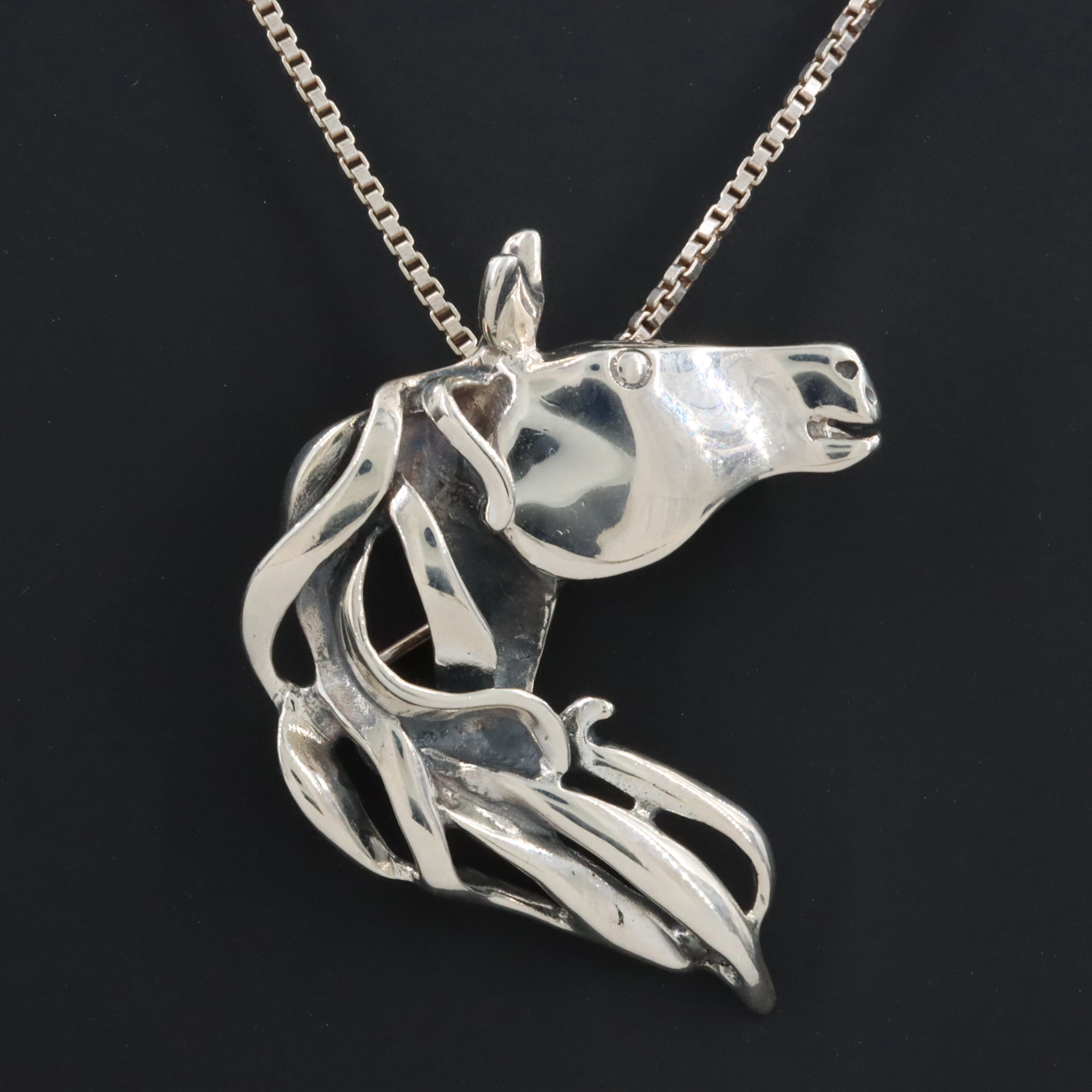 Silpada Sterling Horse Pendant Brooch Necklace