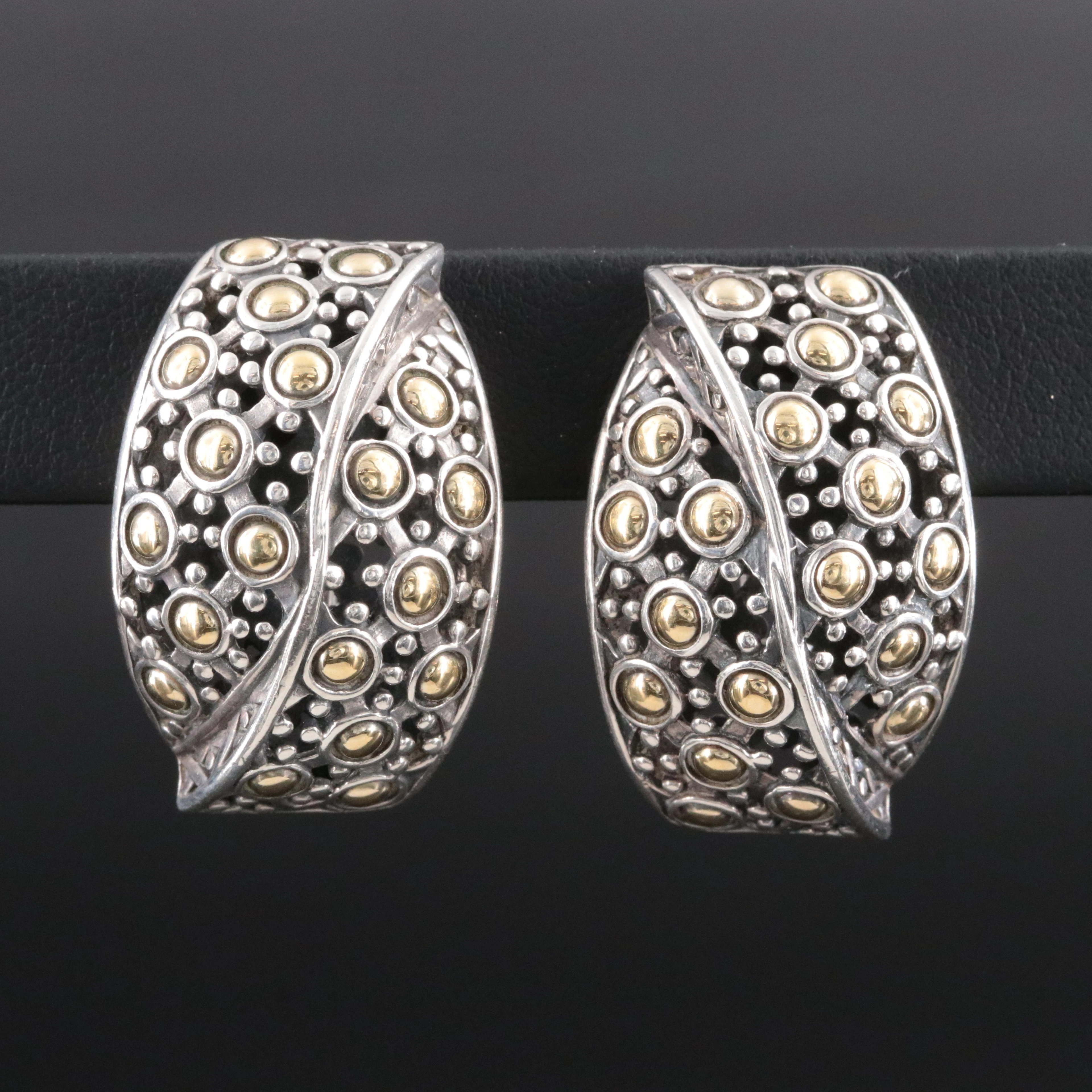John Hardy Jaisalmer Dot Earrings in Sterling with 18K Accents