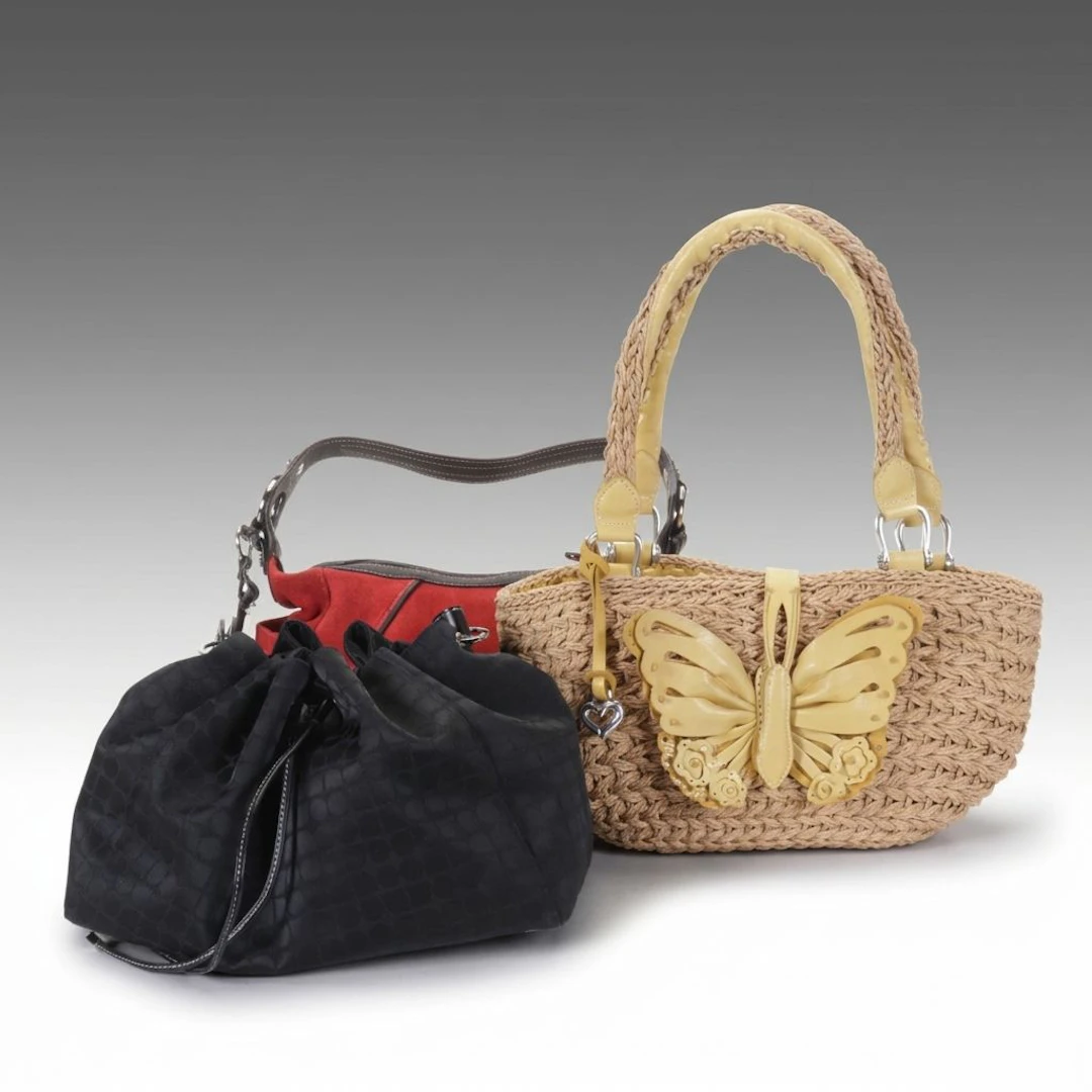 Brighton Woven Straw & Leather Tote, Kate Spade Drawstring Bag & Tinanello Hobo