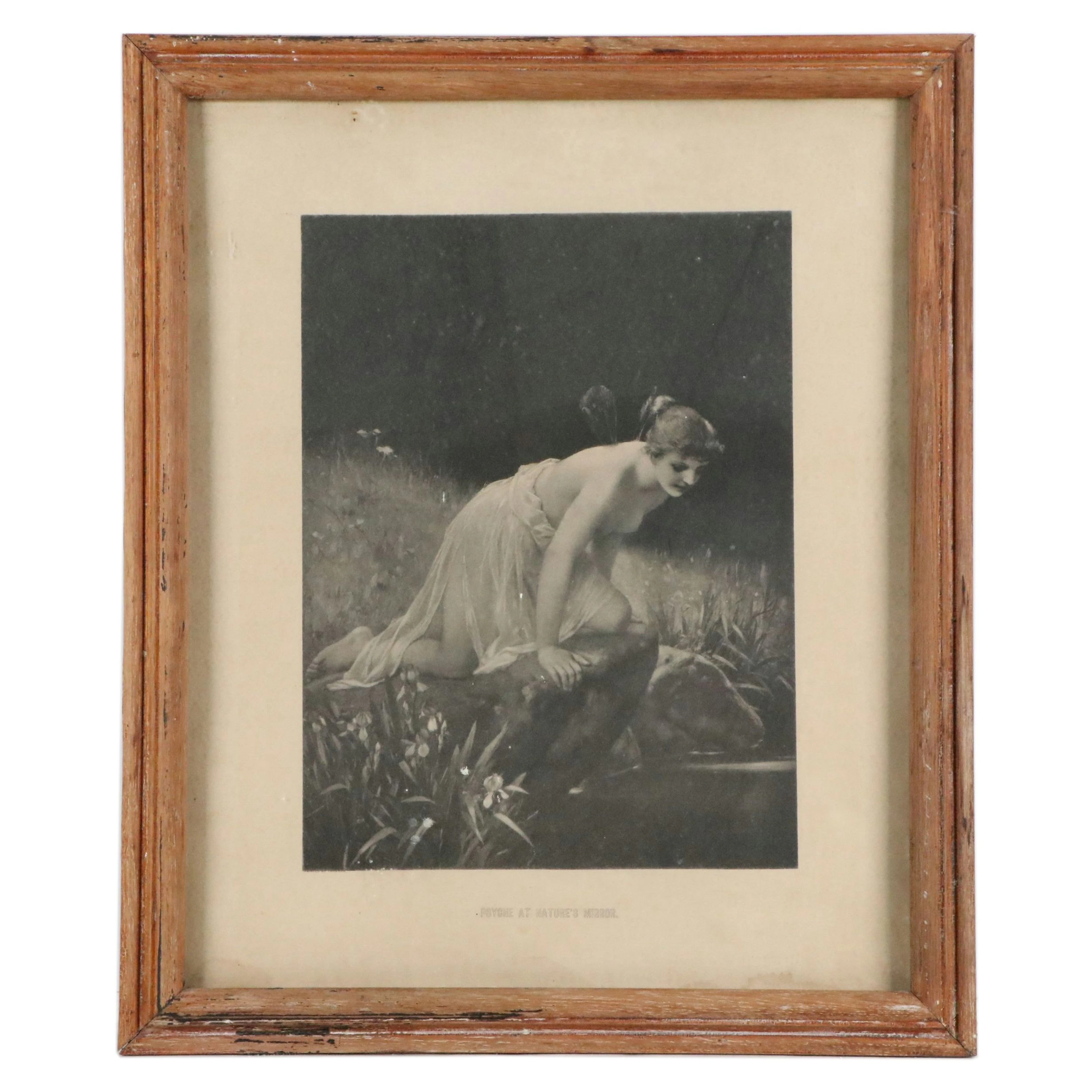 Collotype After Paul Thumann "Psyche at Nature's Mirror," Circa Late 19th C.