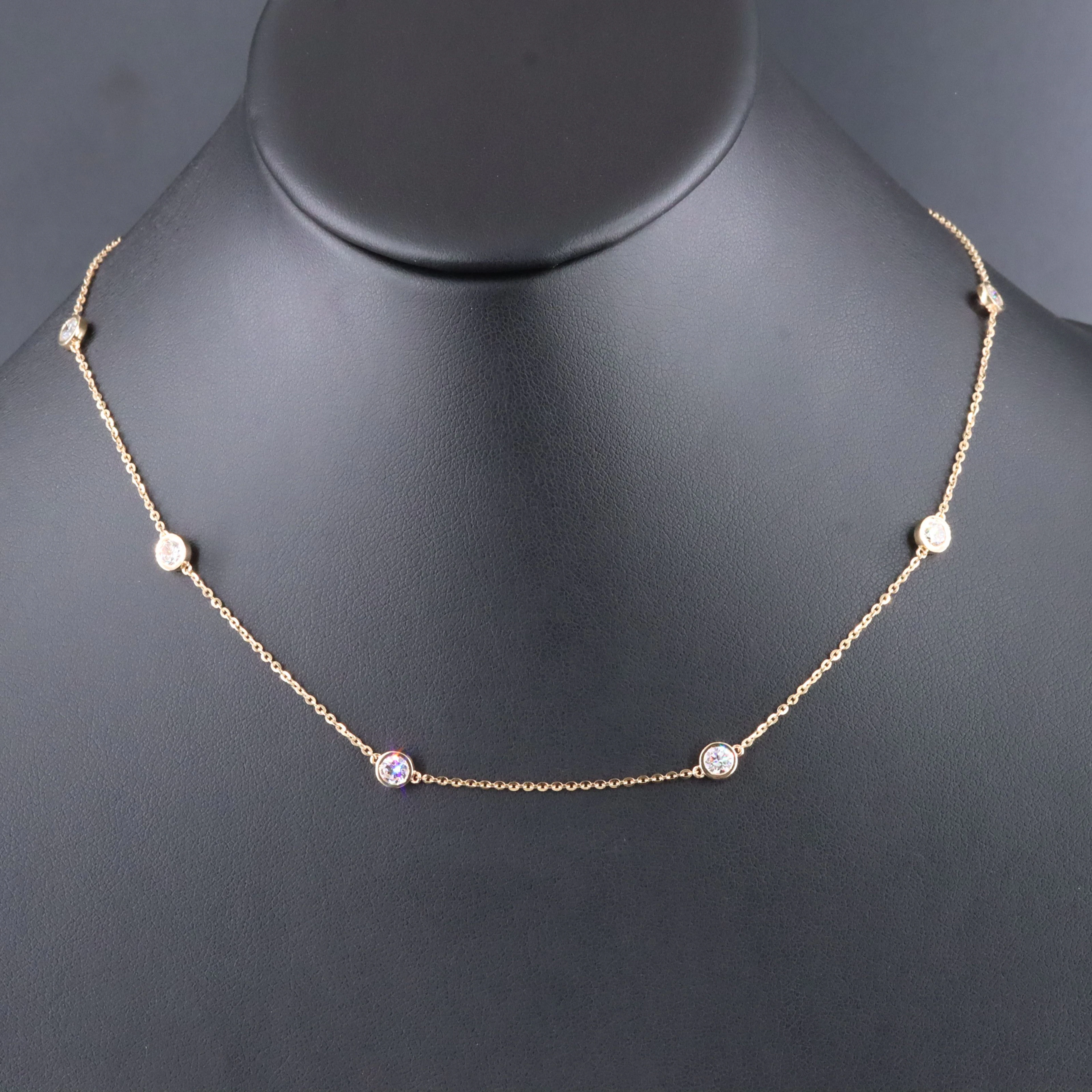 18K 1.80 CTW Diamond Station Necklace with GIA Reports