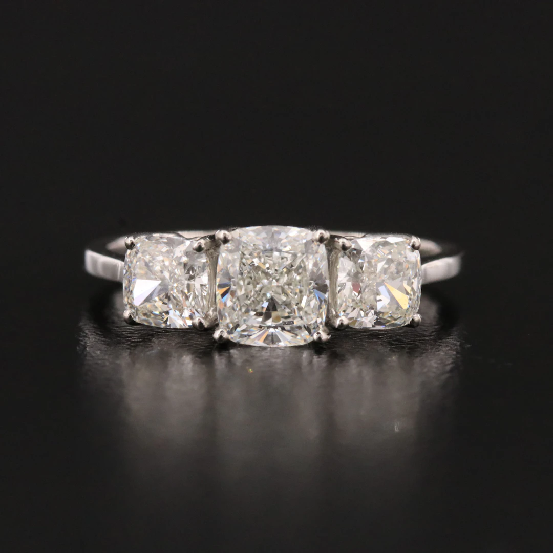 Platinum 2.01 CTW Diamond Three Stone Ring with GIA Reports