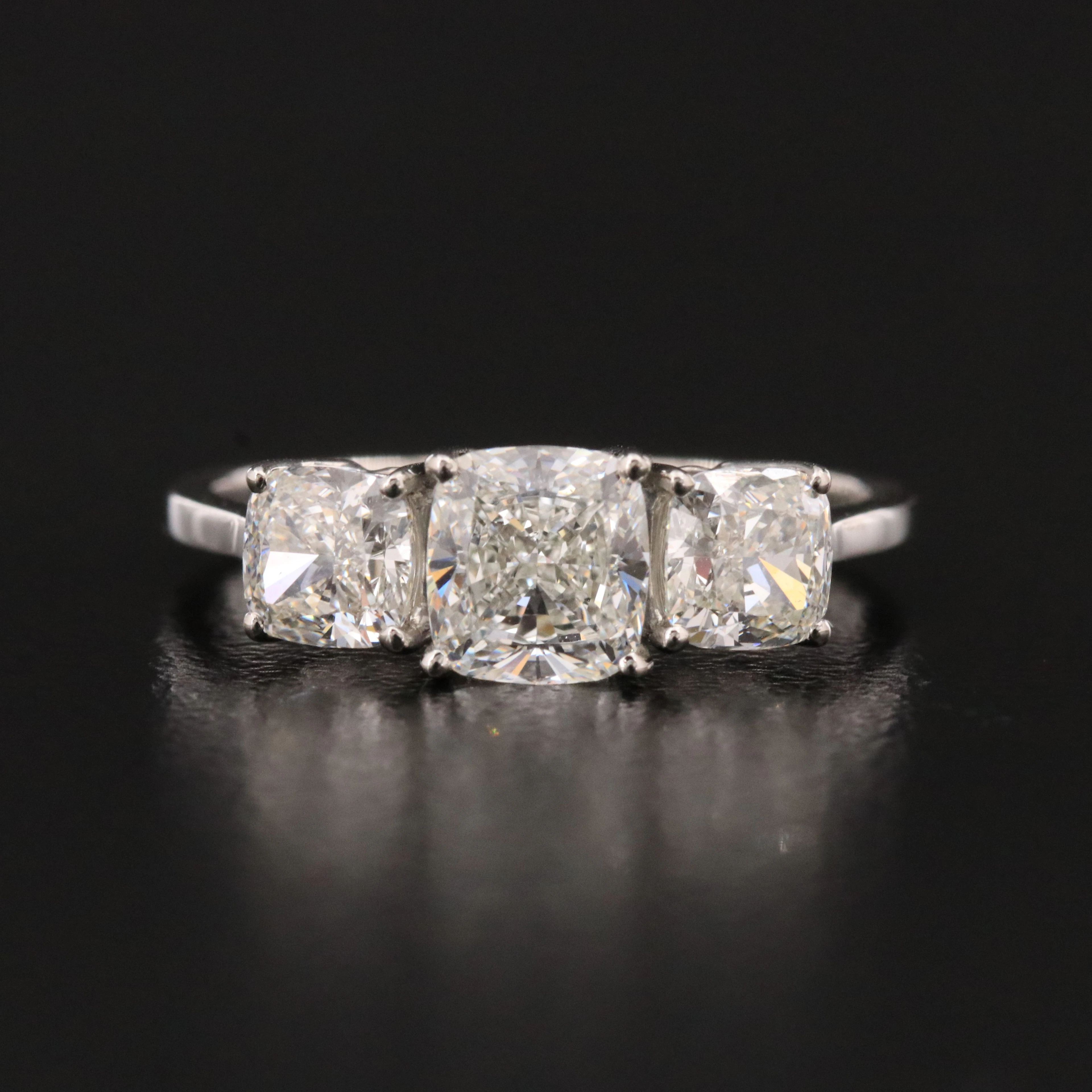 Platinum 2.01 CTW Diamond Three Stone Ring with GIA Reports