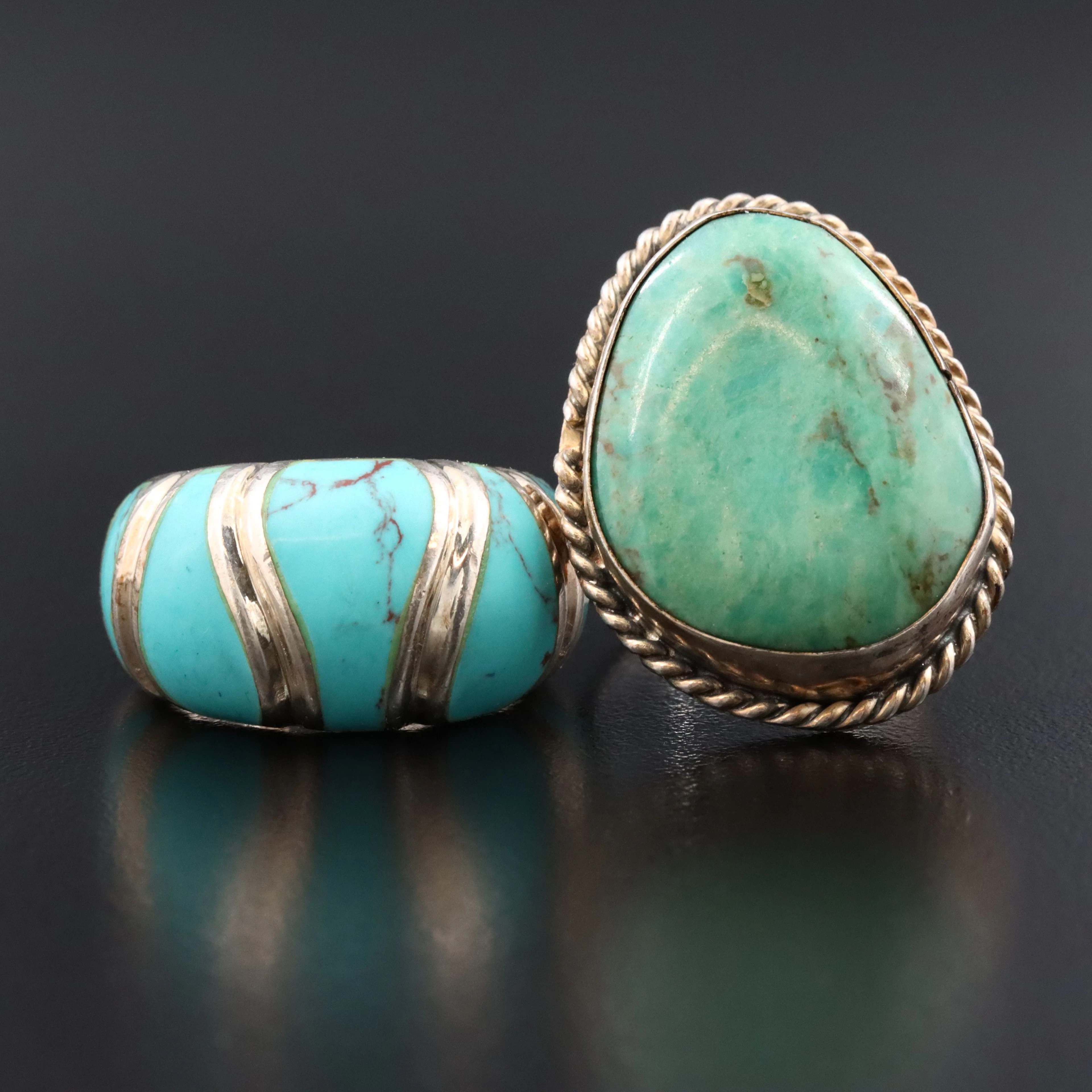 Sterling Turquoise and Howlite Rings