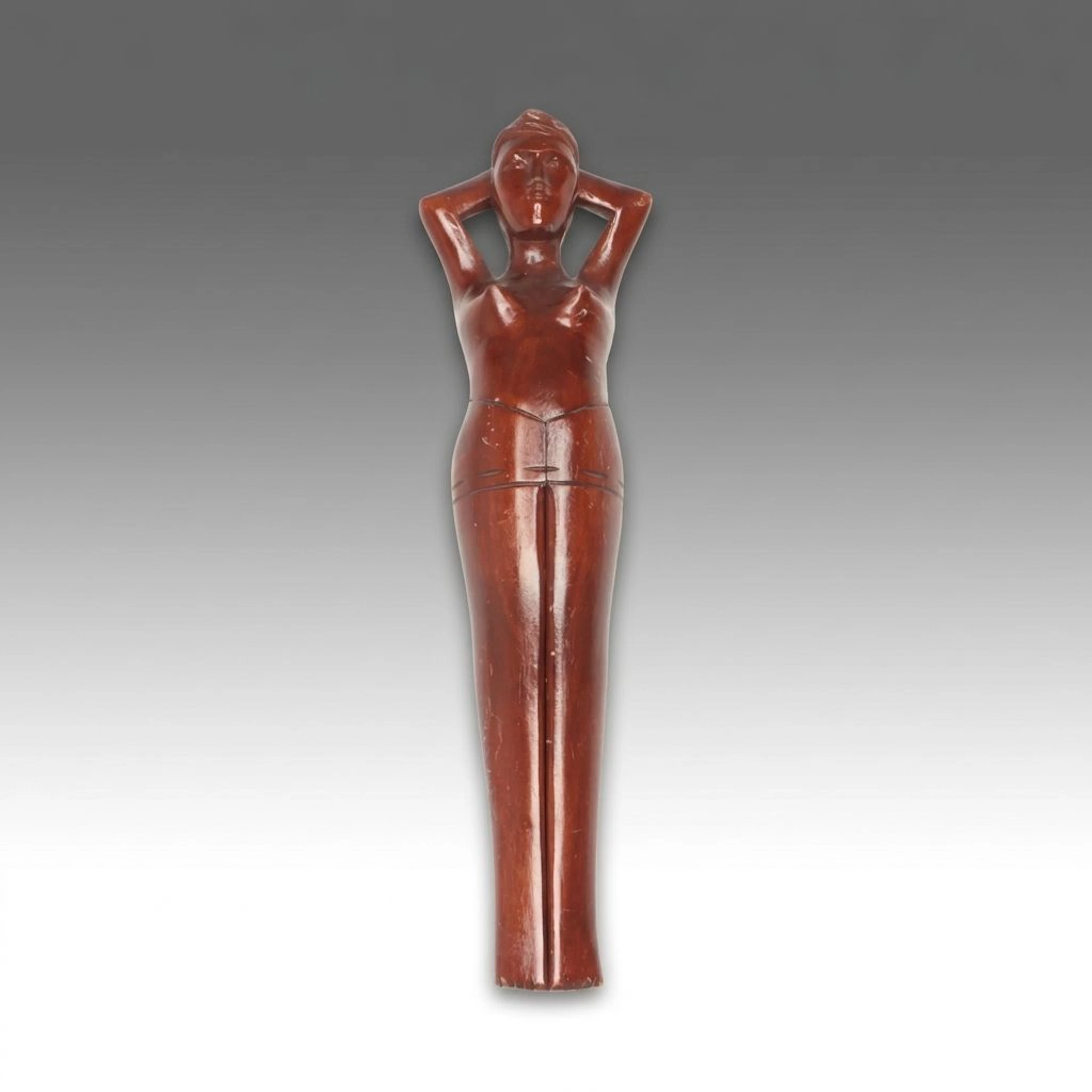 Mid-Century Reclining Nude Women Wood Nutcracker