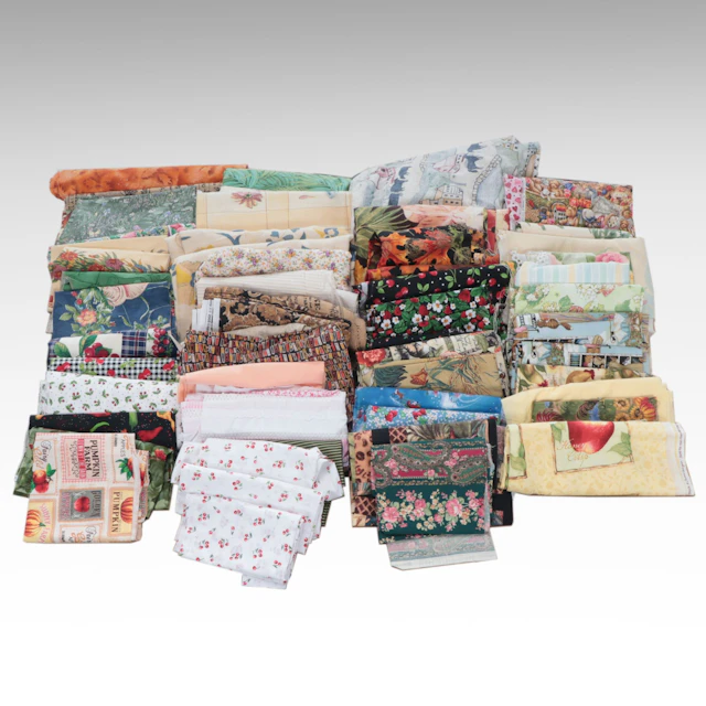 Quilter's Fat Quarter Floral, Vegetal and Other Fabric Remnants