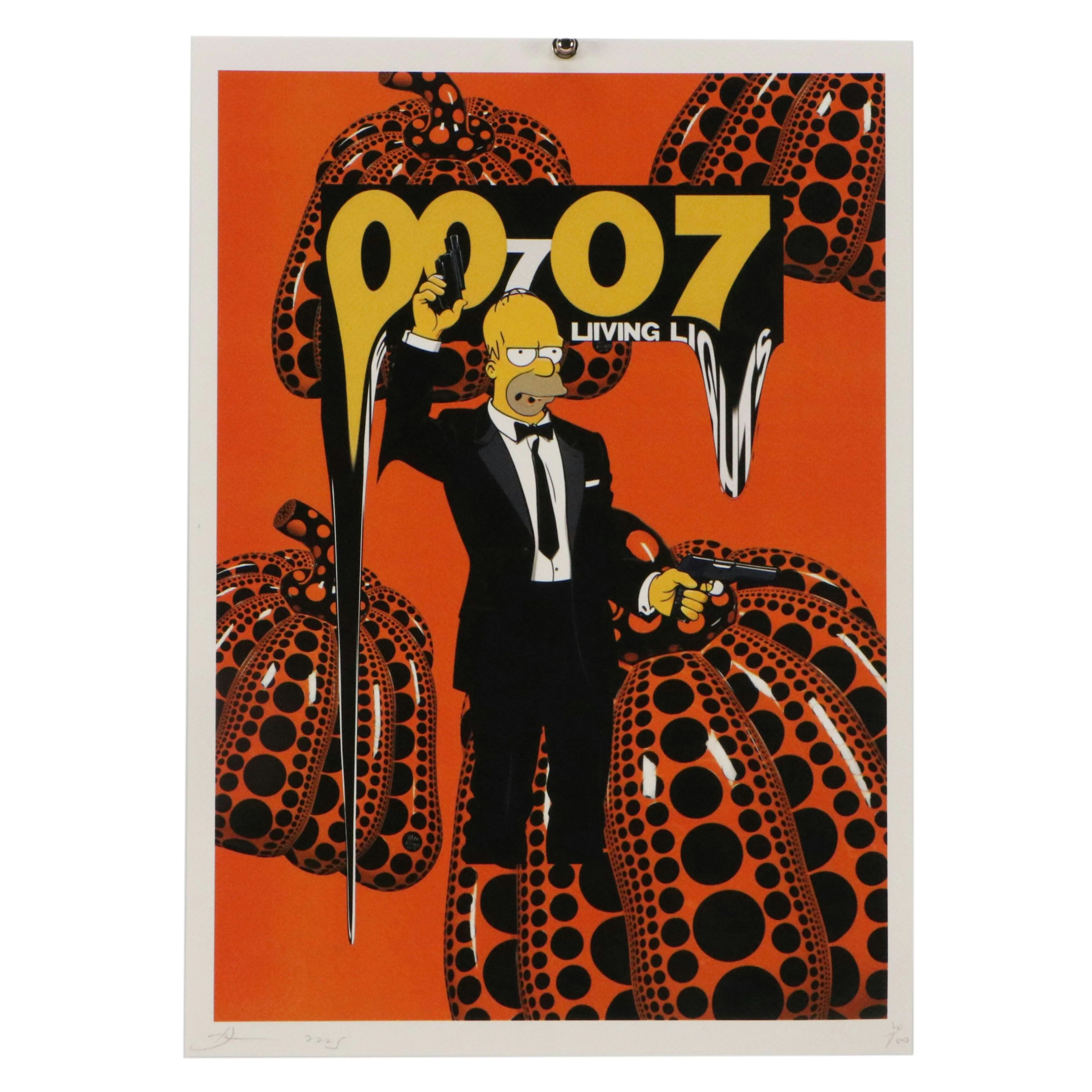 Death NYC Pop Art Graphic Print Homage to Yayoi Kusama x Homer Simpson, 2025