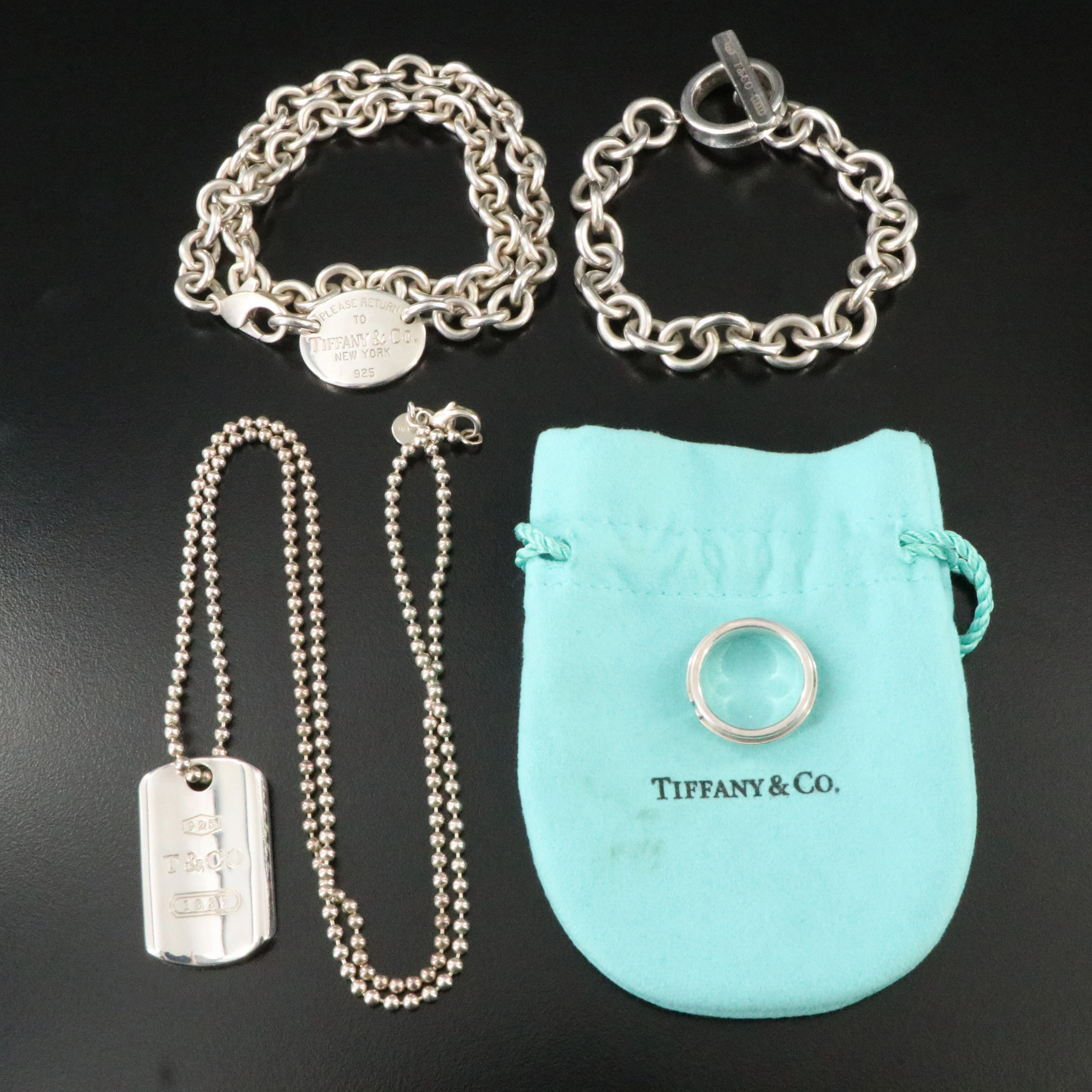 Tiffany & Co. Sterling Necklaces, Bracelet, and Ring