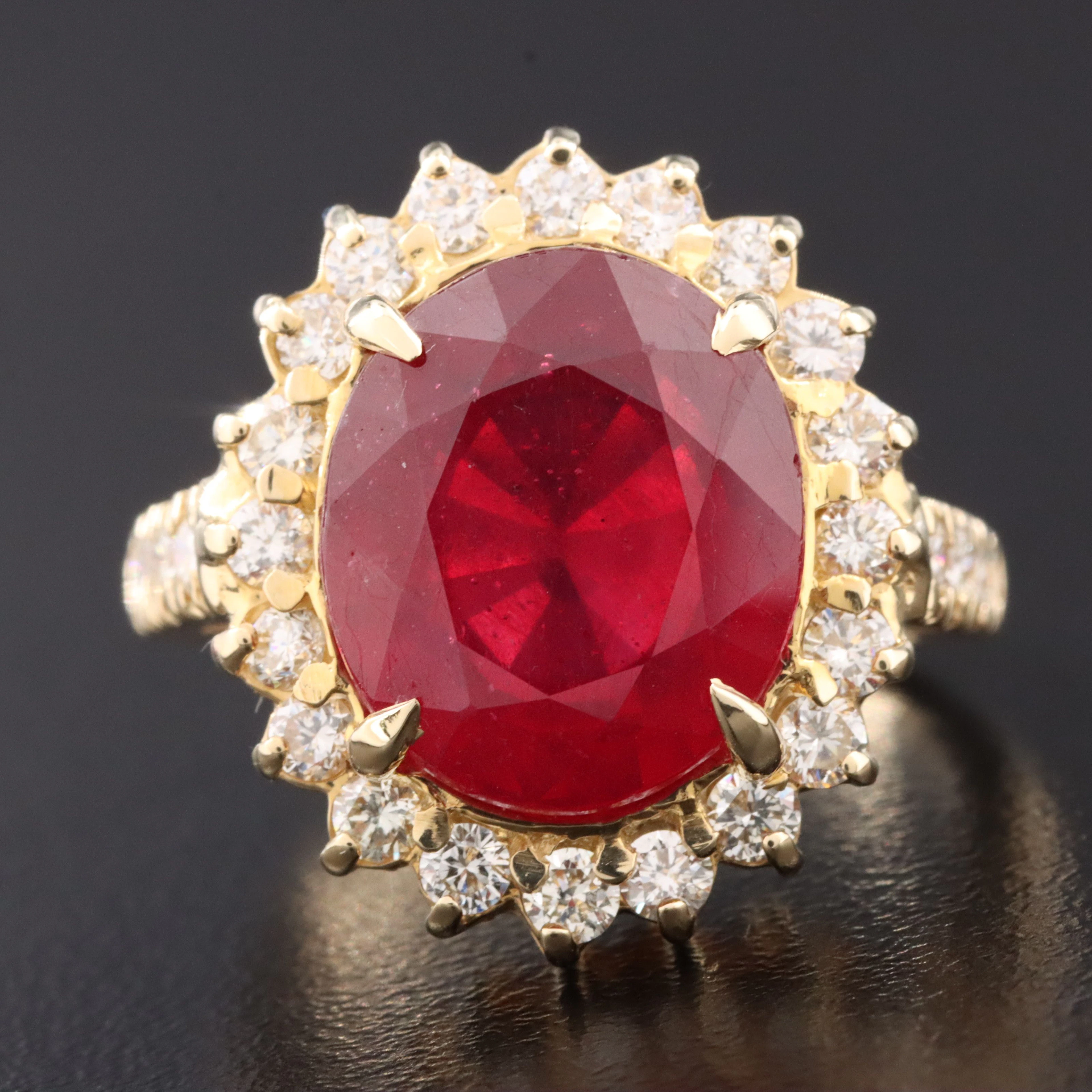14K Corundum and 1.00 CTW Diamond Halo Ring