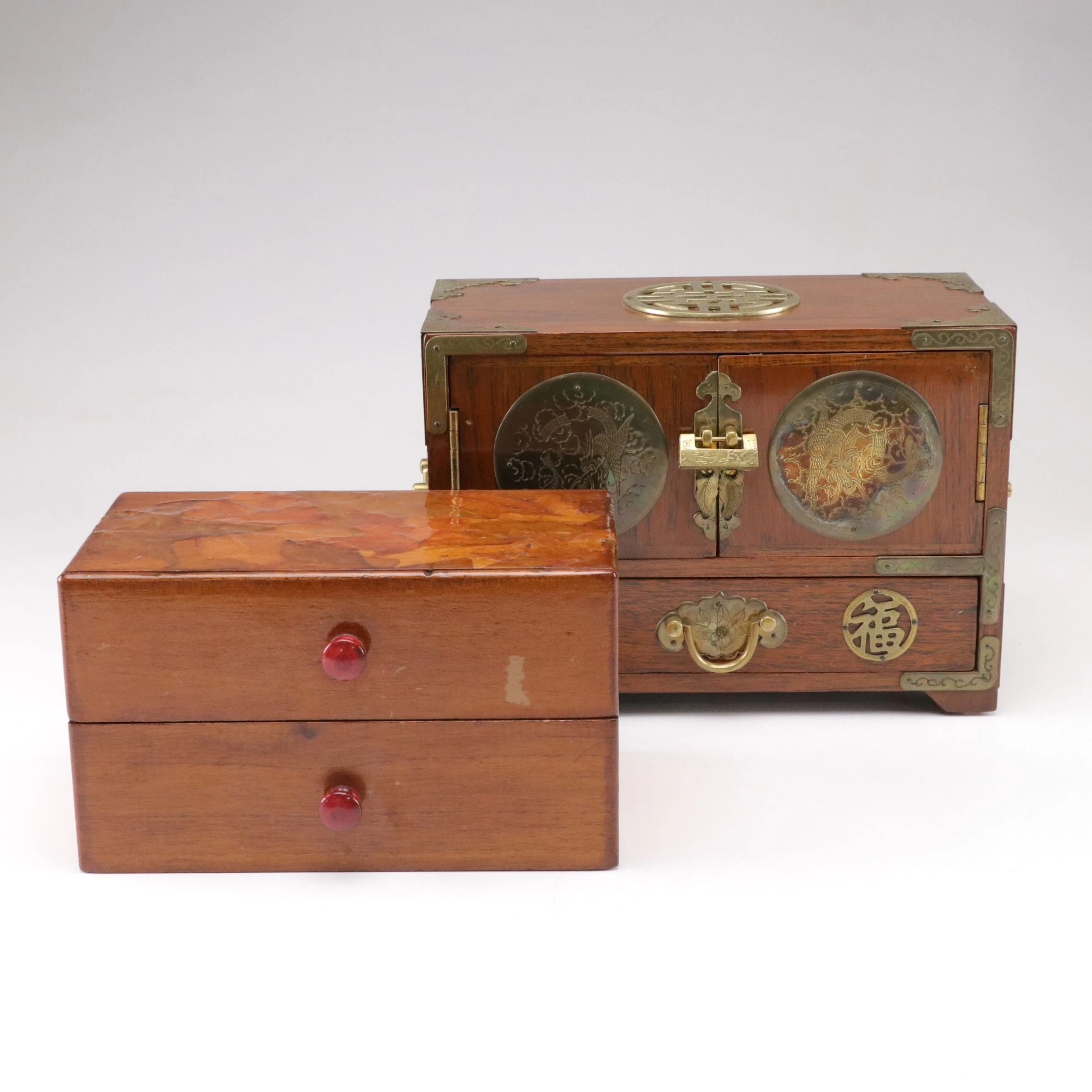 Chinese Brass Mounted Jewelry Box with J.T. Swann Jewelry Box