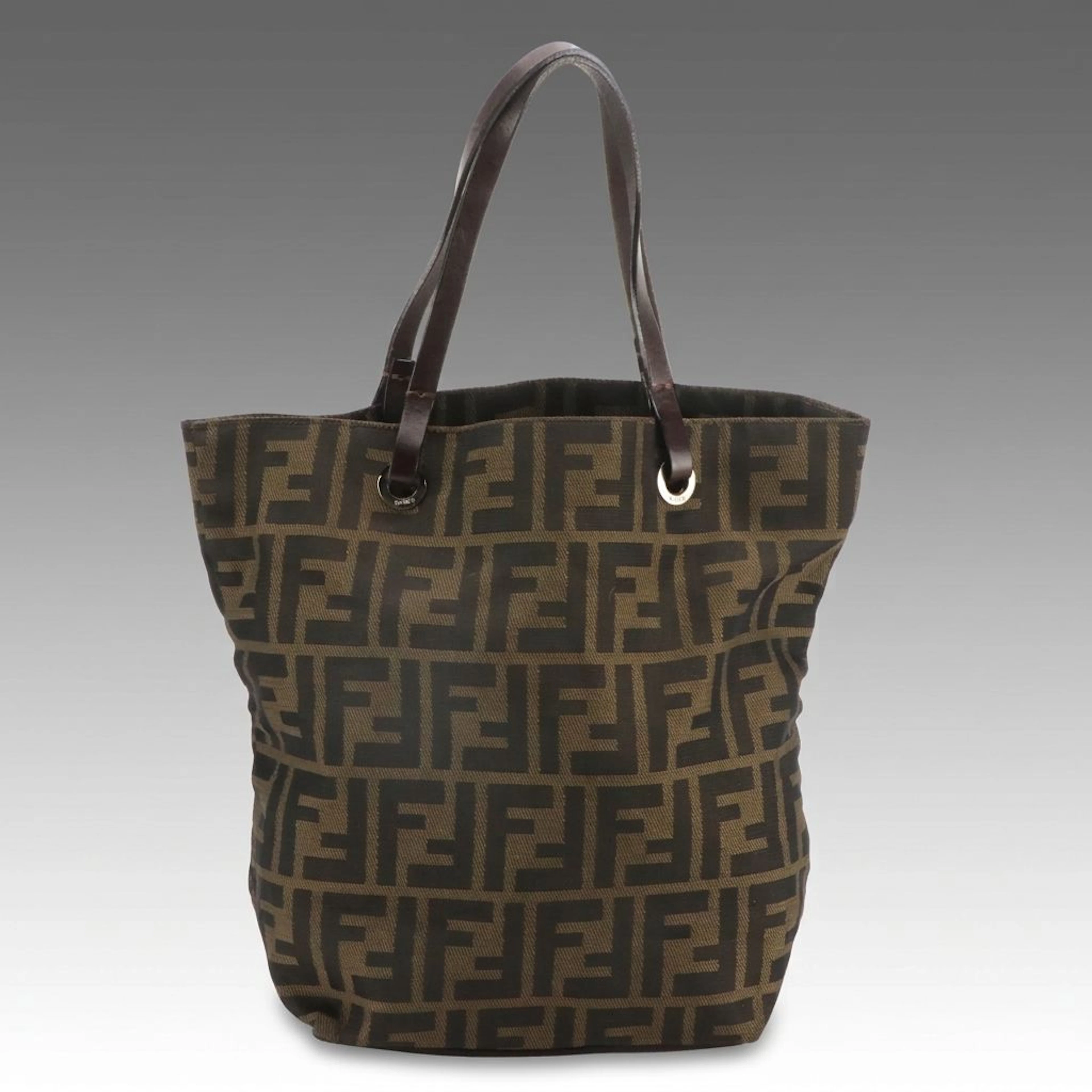 Fendi Zucca Nylon and Leather Small Tote Bag