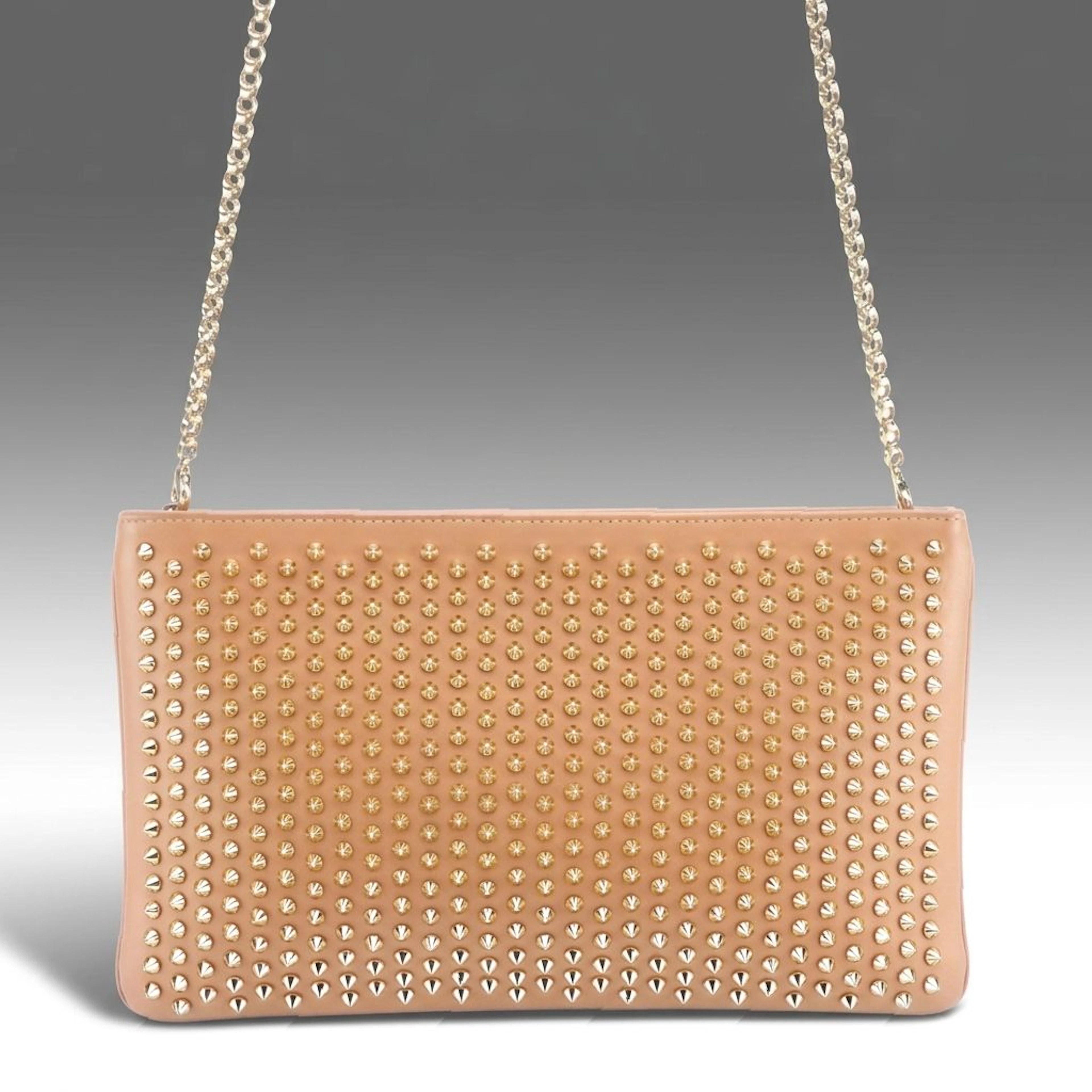 Christian Louboutin Loubiposh Clutch in Studded Neutral Leather