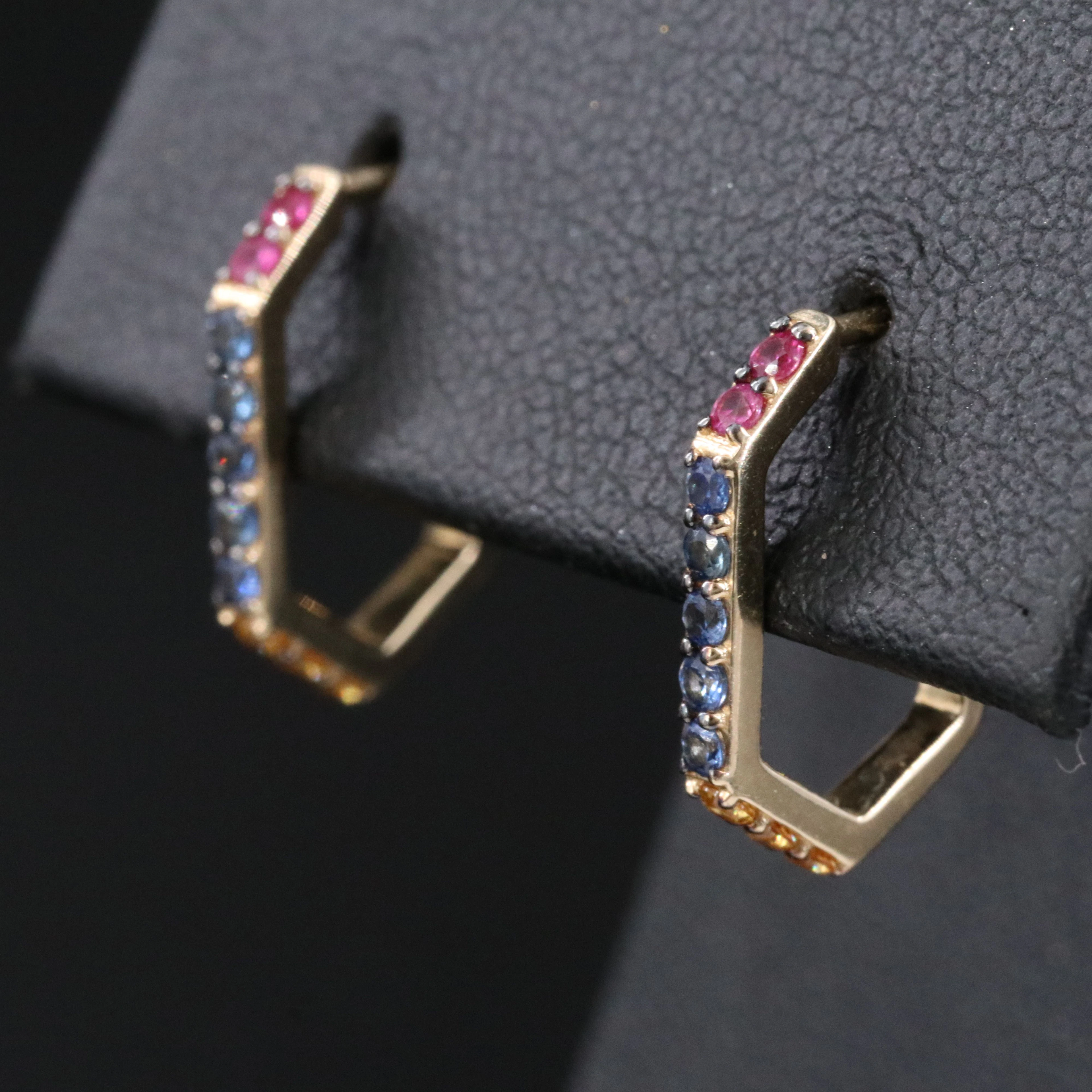 EFFY 14K Sapphire and Ruby J-Hoop Earrings