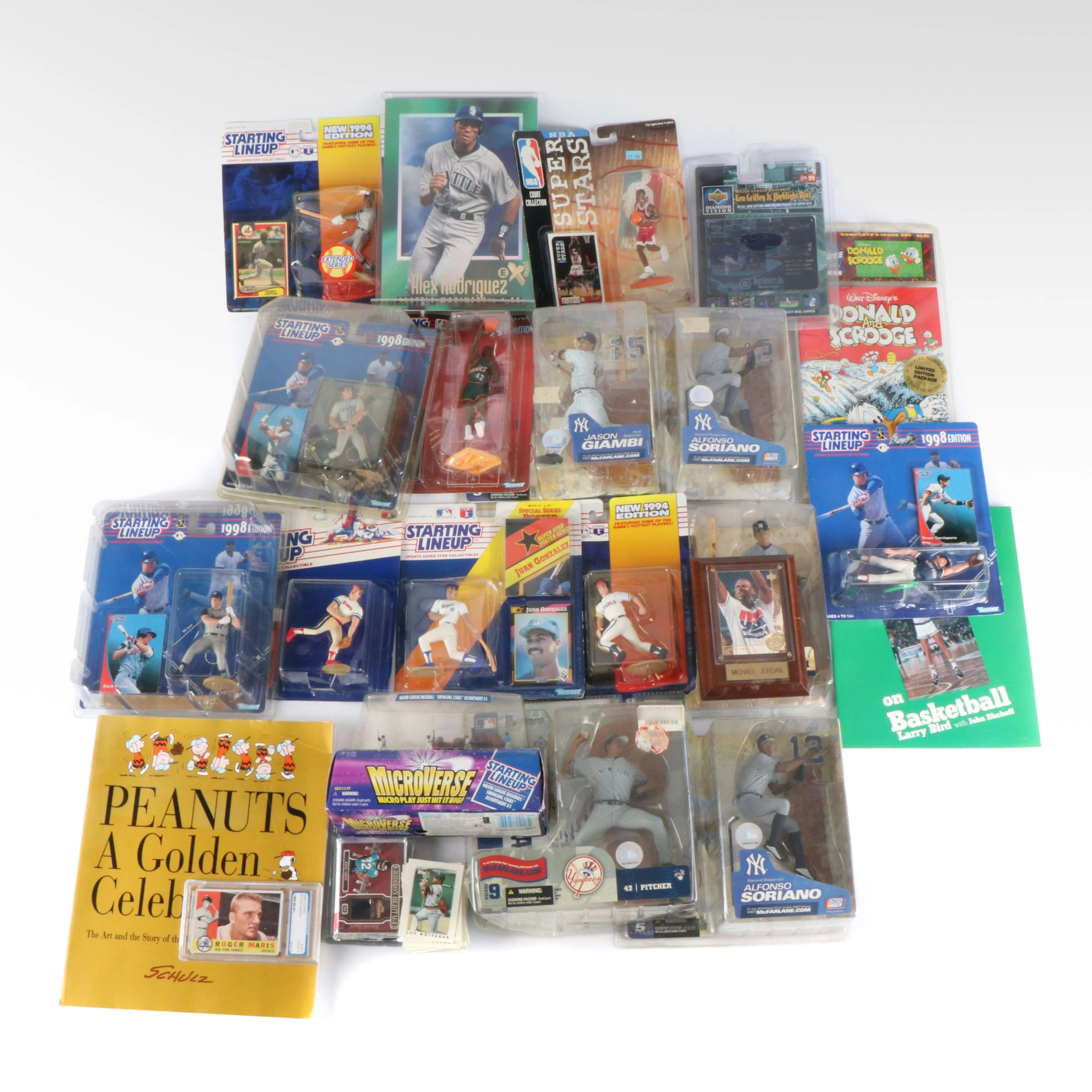 Starting Lineup Baseball Figures in Original Boxes, Roger Maris Card, and More