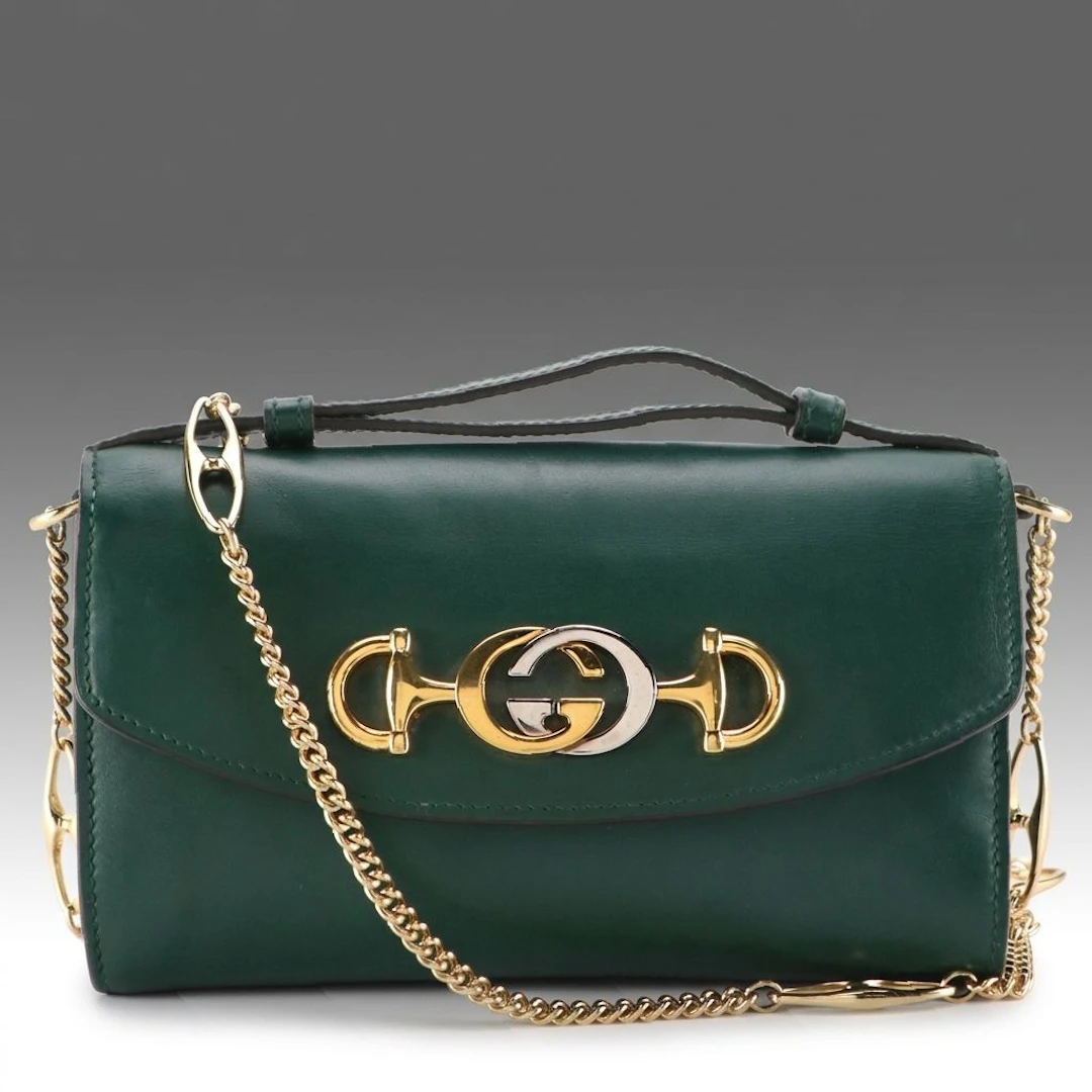Gucci Zumi Two-Way Bag in Green Smooth Calfskin Leather