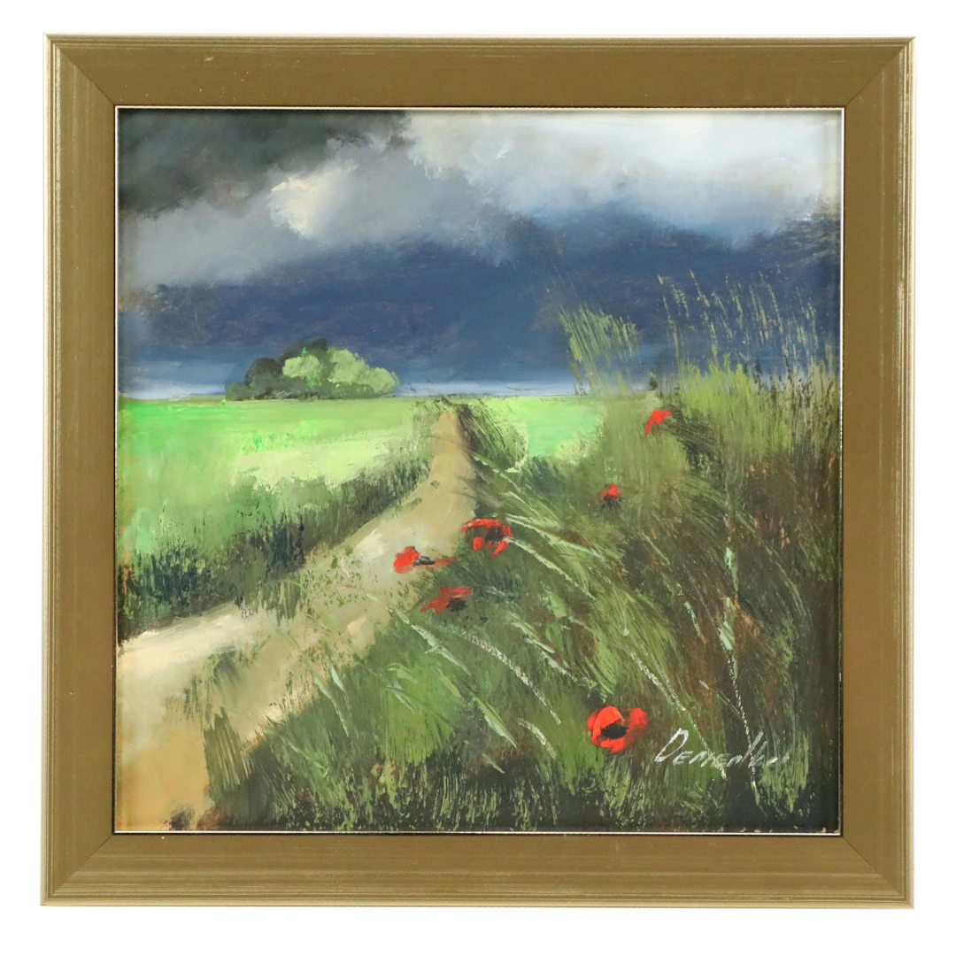 Natalia Demenko Oil Painting of Path Through Stormy Field of Poppies, 2026