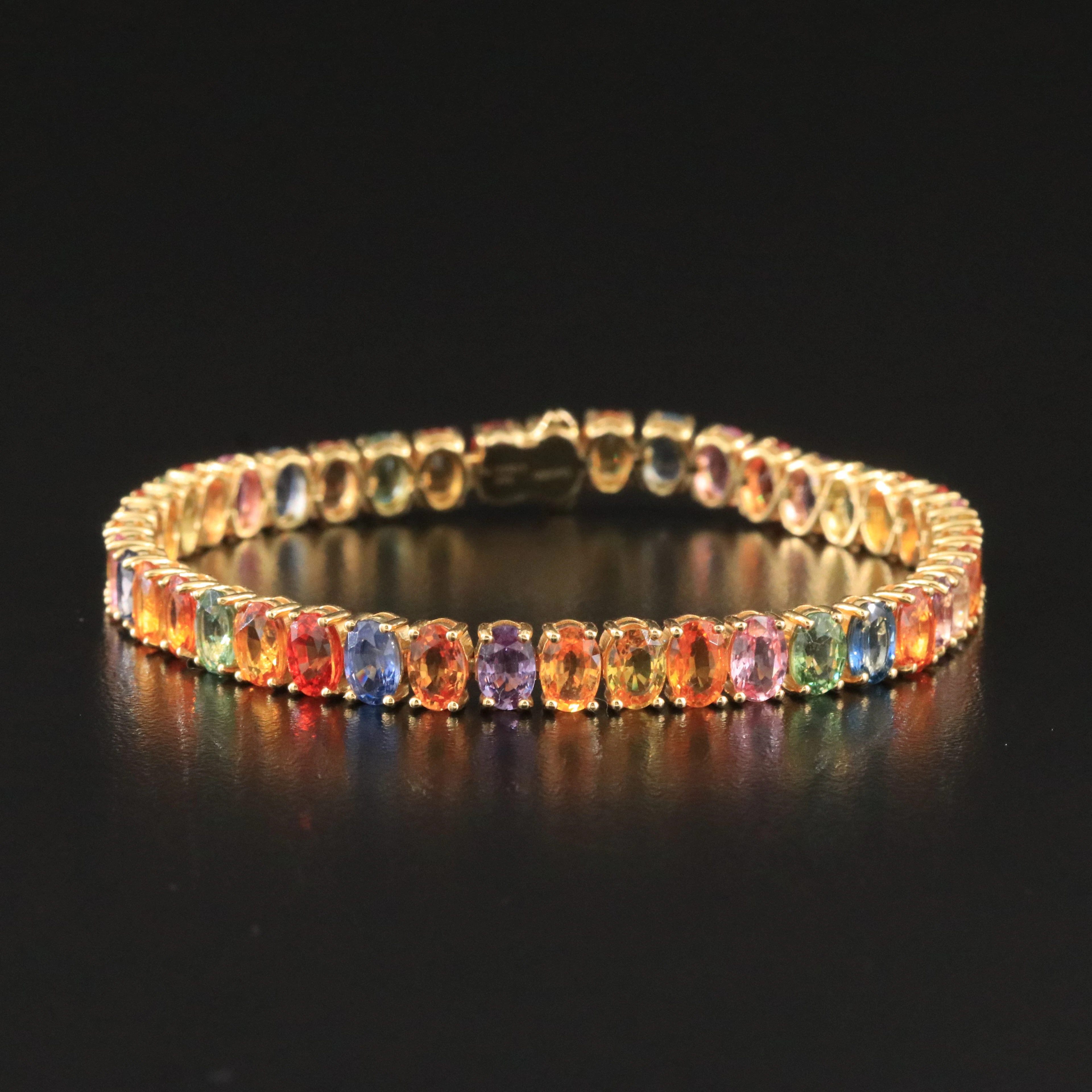 14K 24.79 CTW Sapphire Line Bracelet with IGI Jewelry Report
