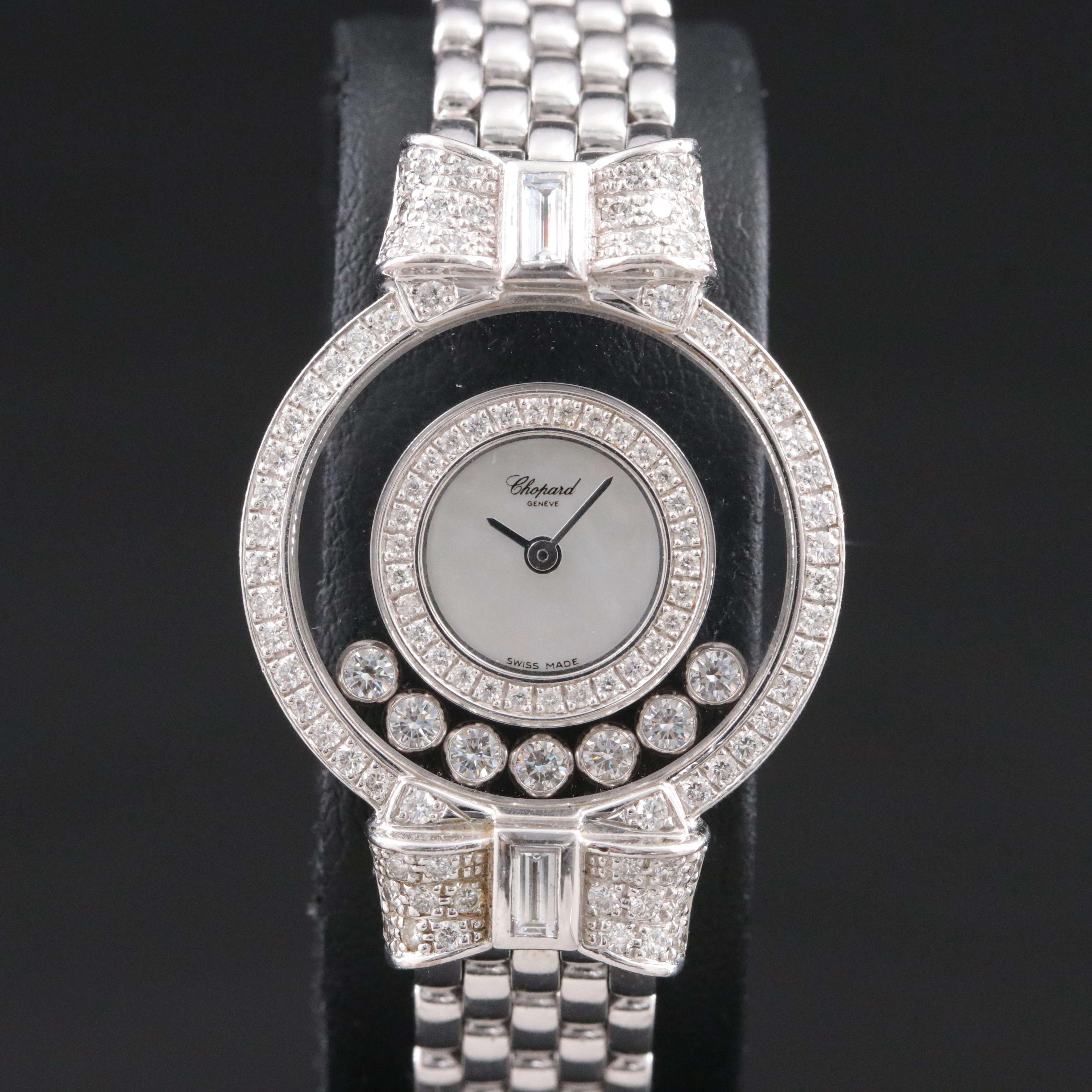 18K Chopard Happy Diamonds M.O.P. Dial Diamond Bows Quartz Watch Ref. 4097/1