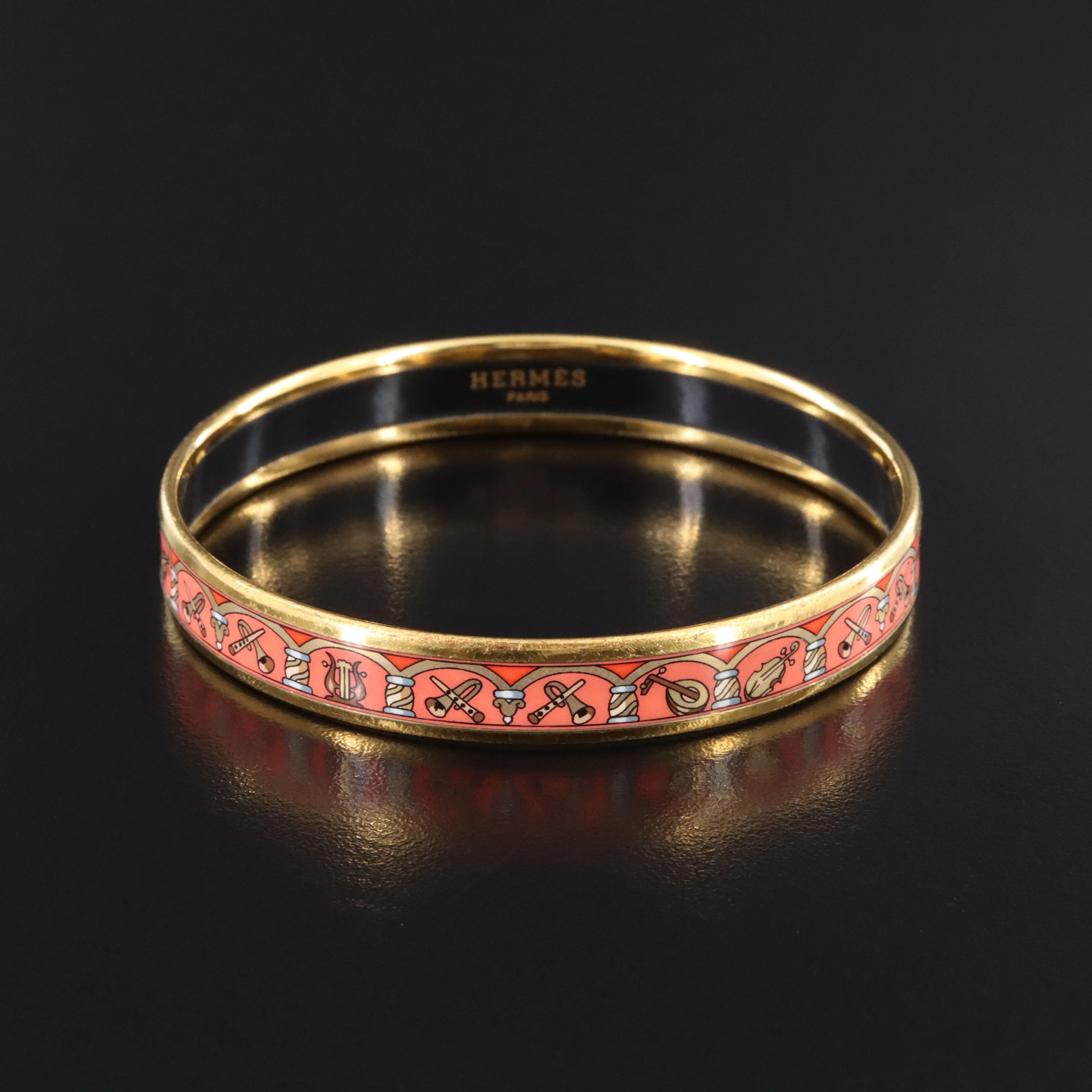Hermès Musical Instruments Narrow Enamel Bangle