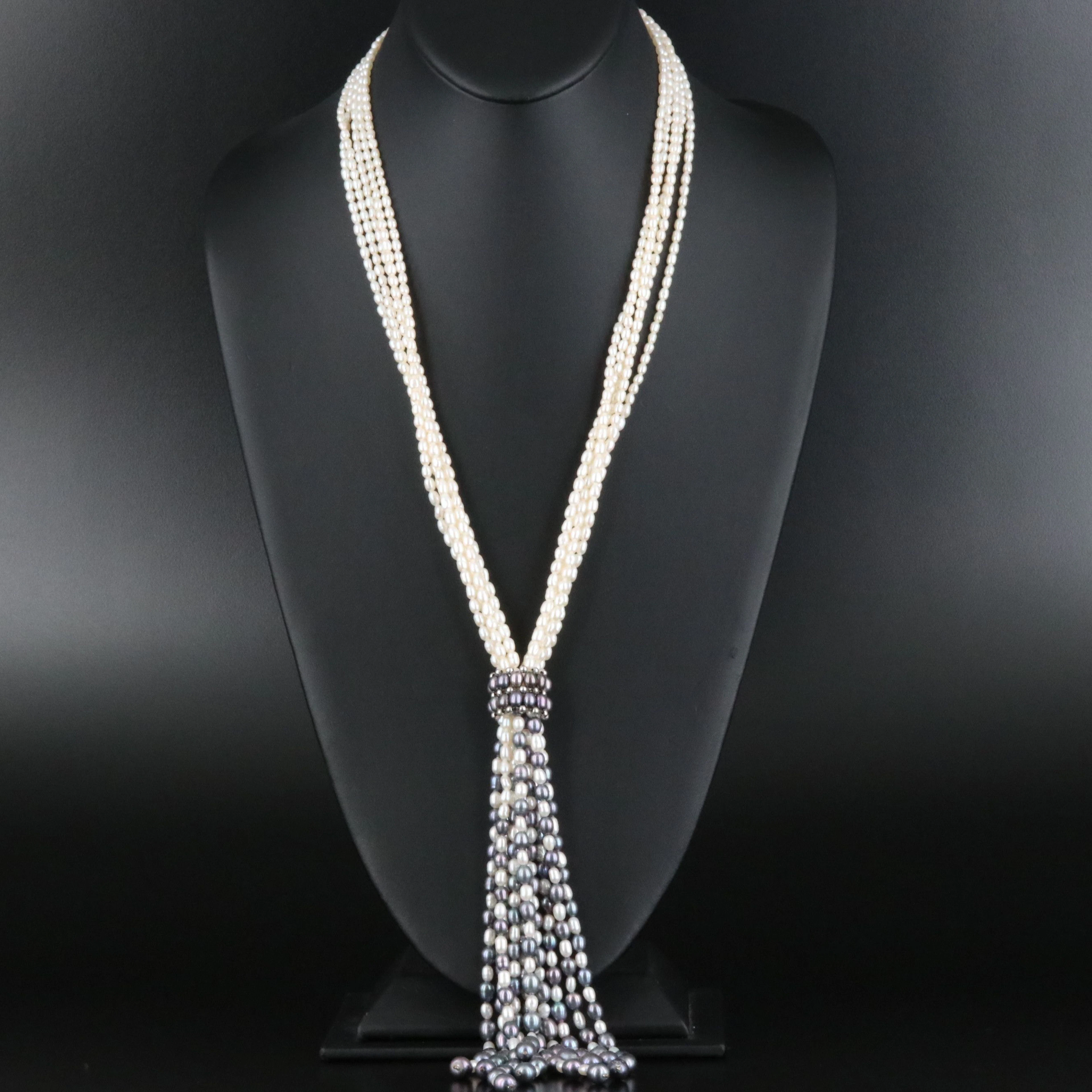 Pearl Sautoir Necklace with Sterling Clasp