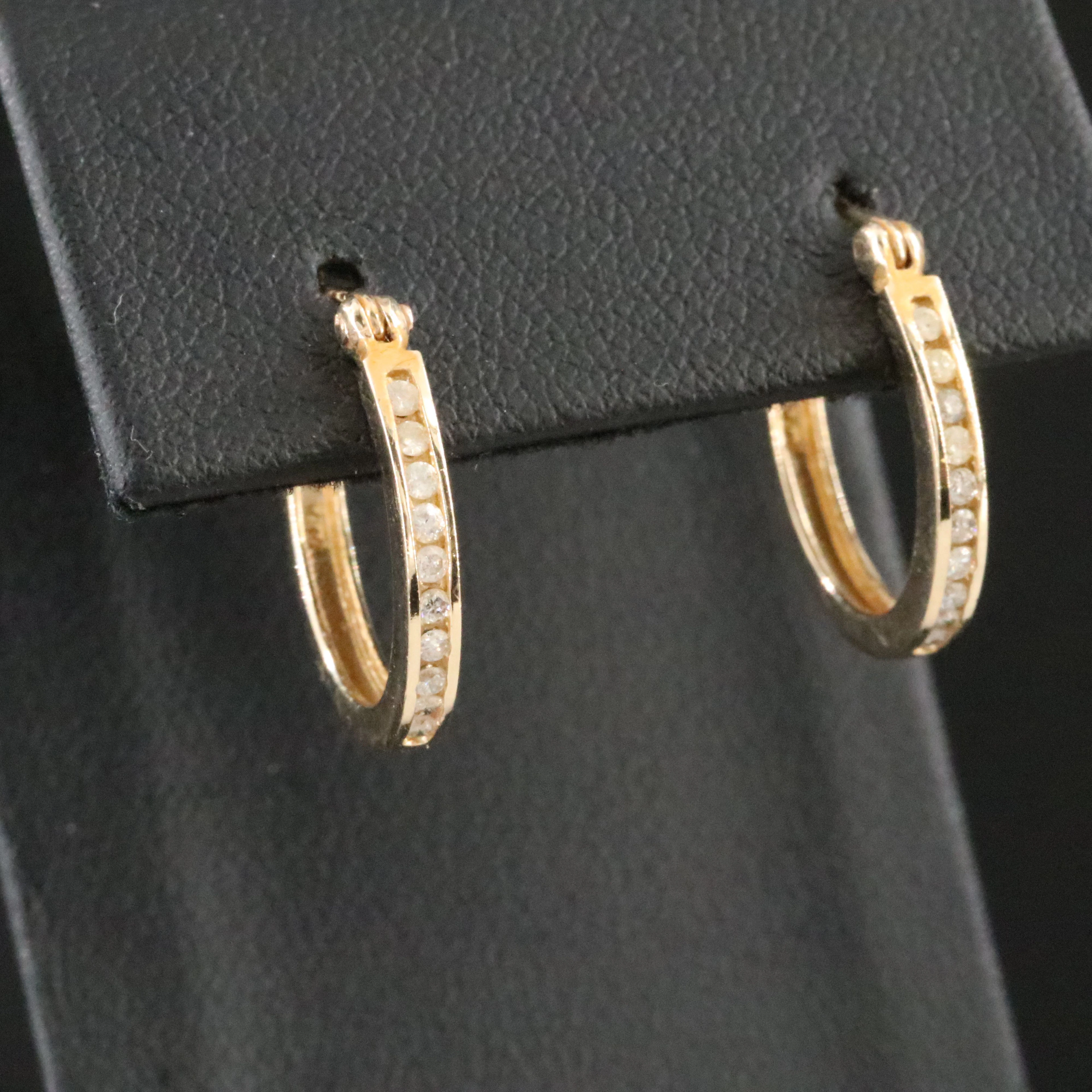 14K 0.20 CTW Diamond Hoop Earrings