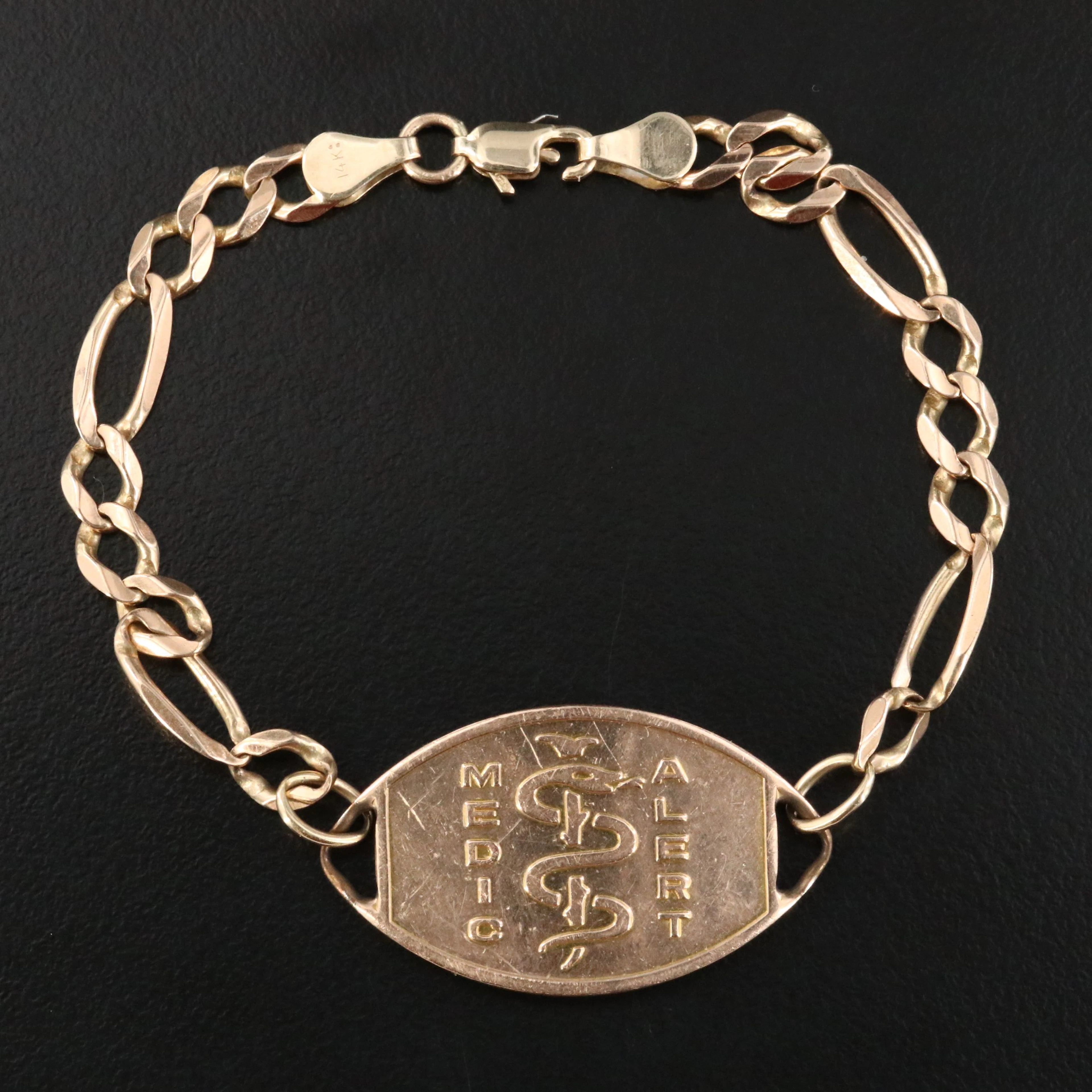 Gold-Filled Medical Bracelet with 14K Figaro Chains