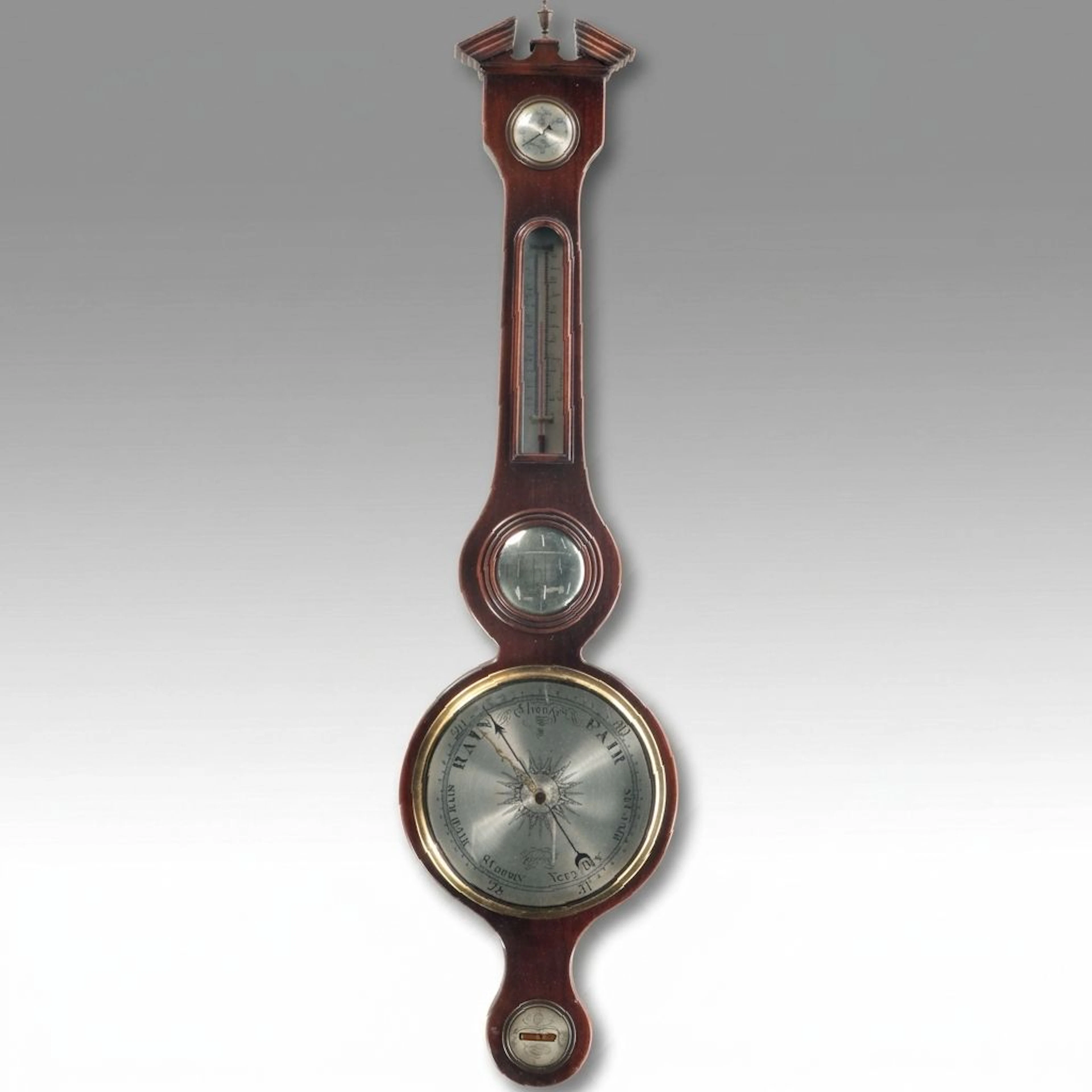 Federal Banjo Style Mahogany Wall Mount Weather Station