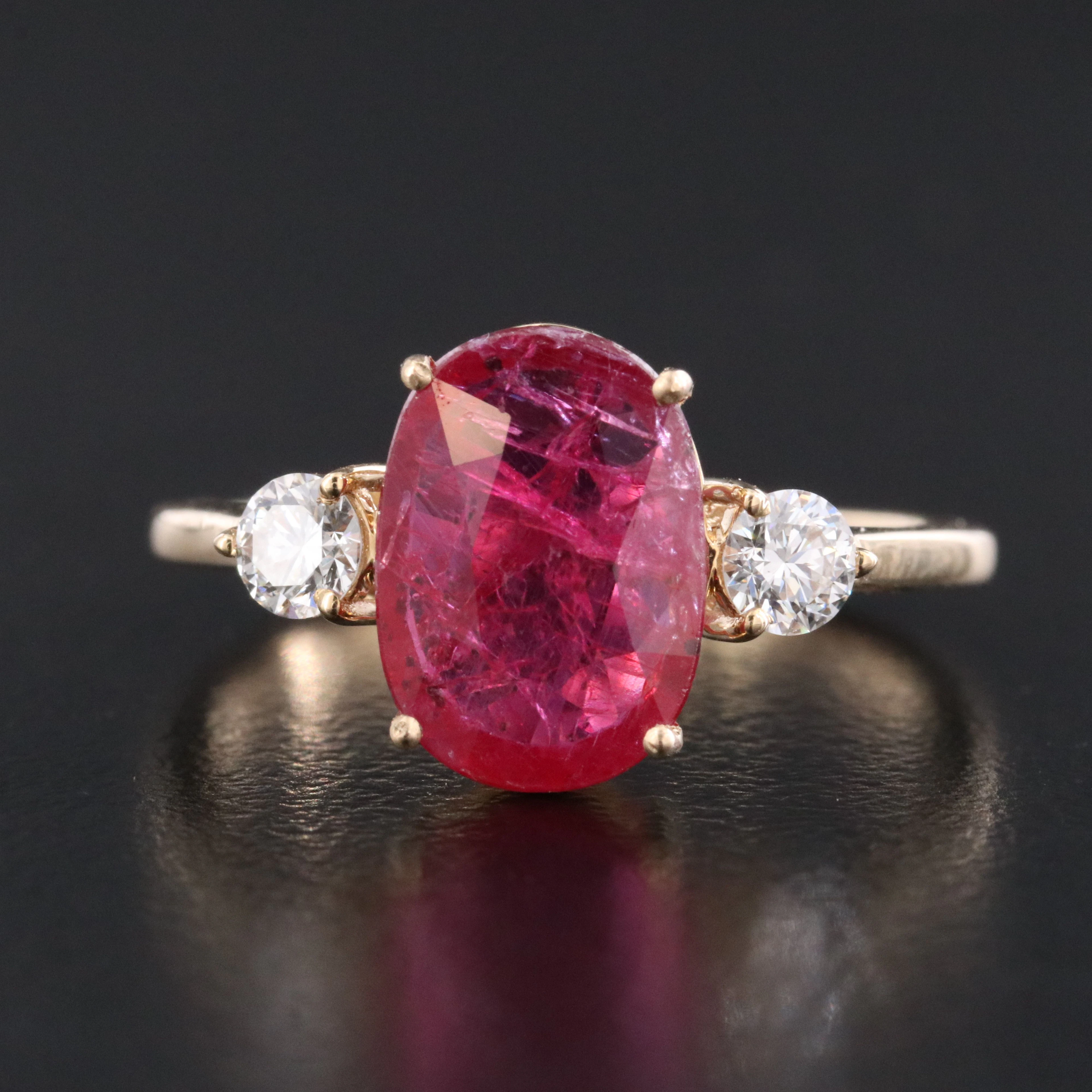 18K 1.80 CT Unheated Ruby and Diamond Ring with GIA Report