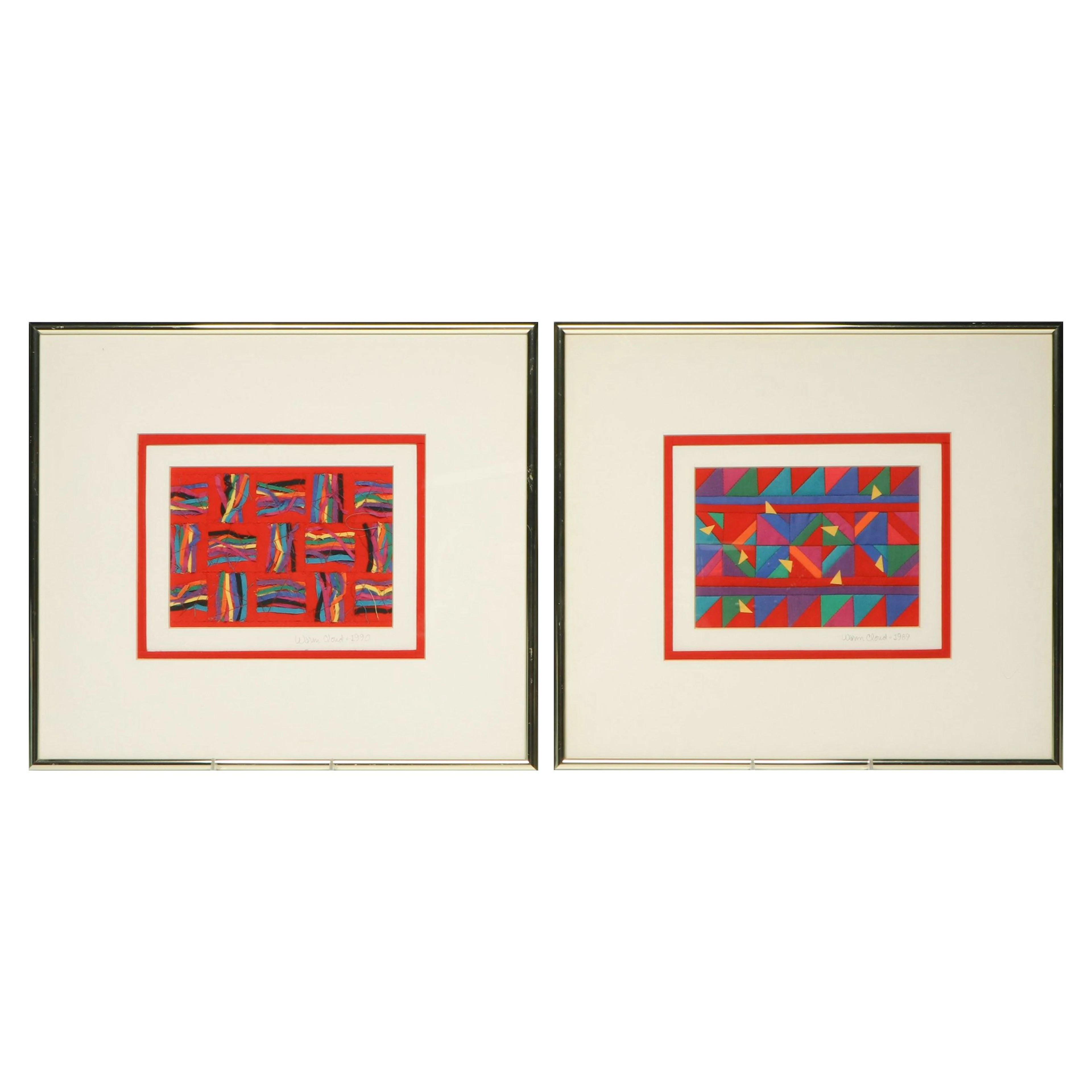 Warm Cloud Patchwork and Textile Collage Wall Hangings, 1989-1990