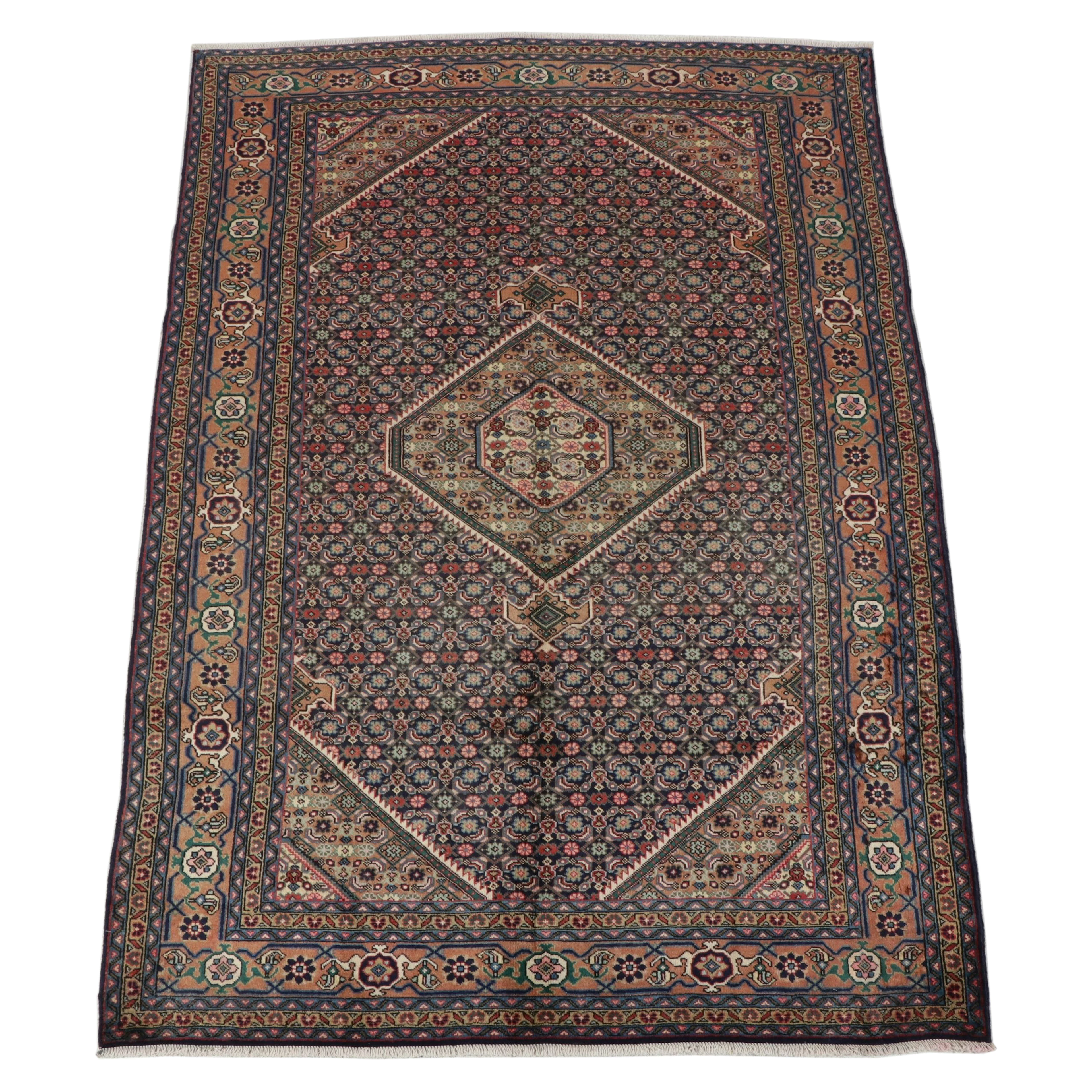 6'3 x 9'5 Hand-Knotted Persian Bijar Area Rug