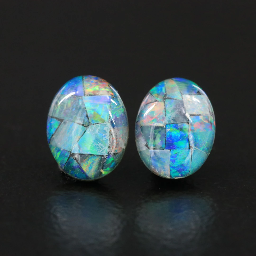 Loose Mosaic Opal Triplet Matched Pair
