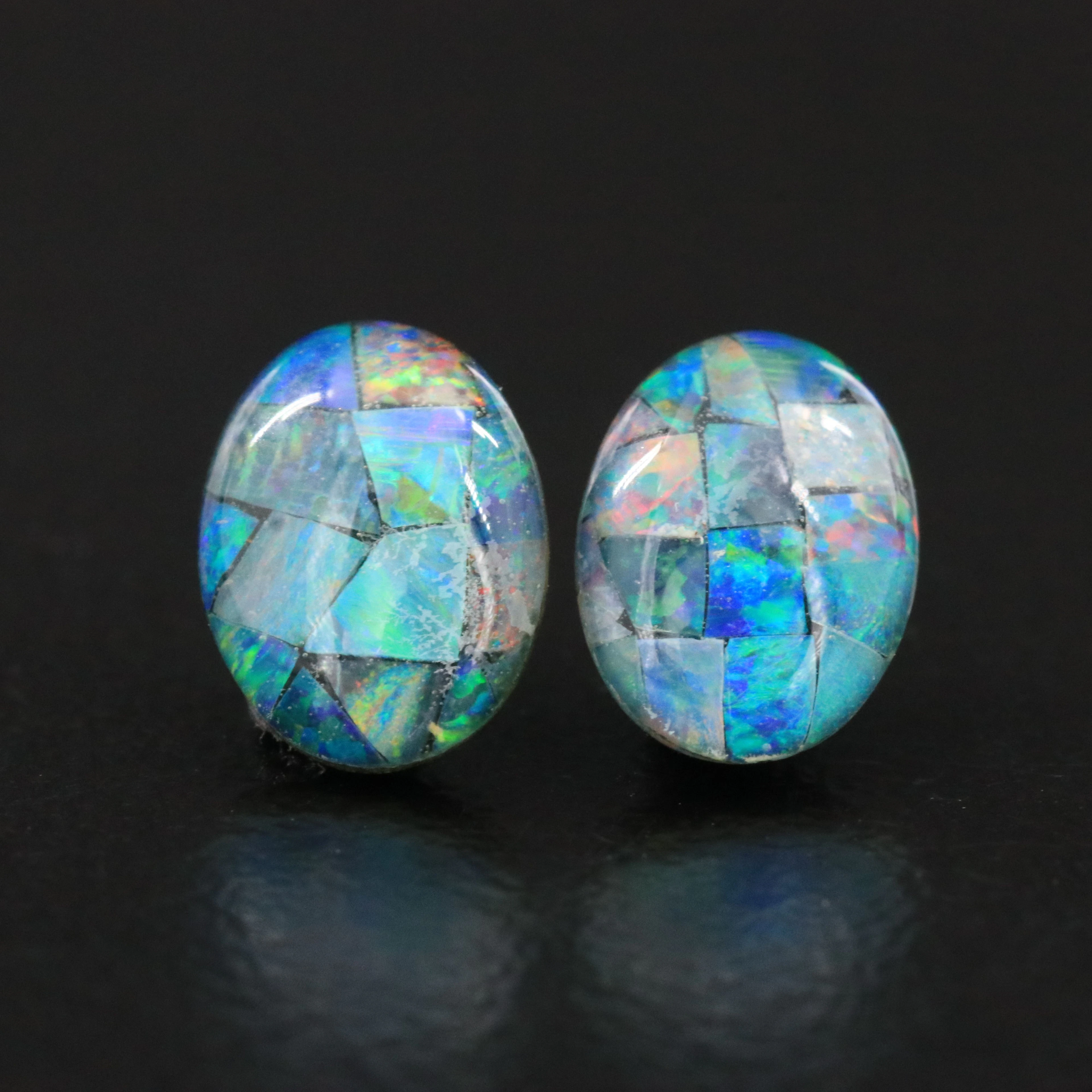 Loose Mosaic Opal Triplet Matched Pair