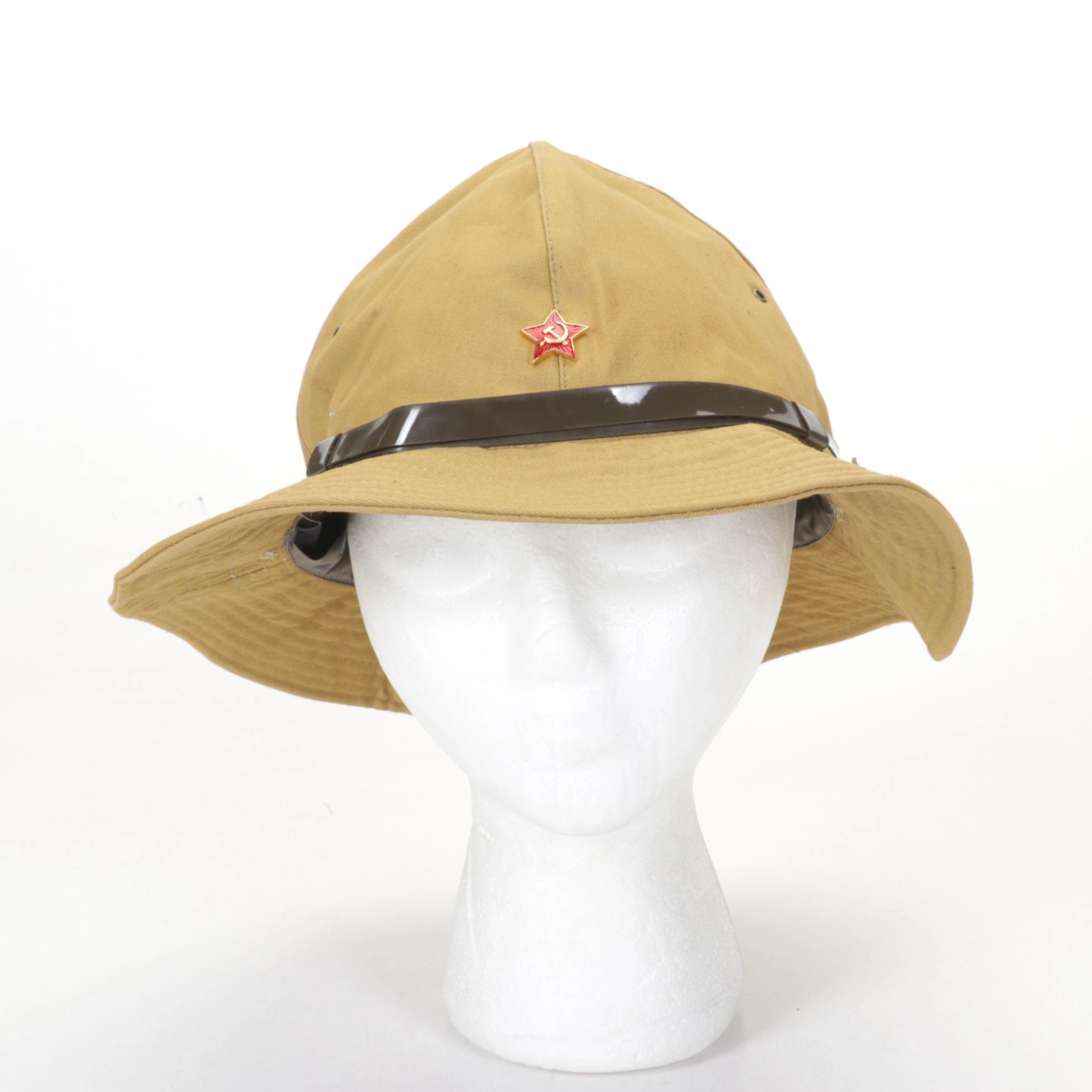 Soviet Union Army Canvas Panama Hat with Red Star Insignia, Size 60