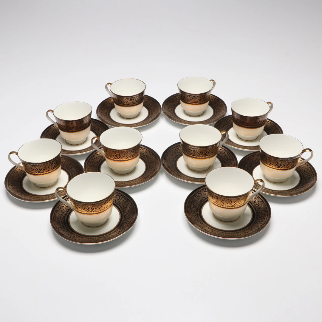 Mikasa "Mount Holyoke" Bone China Cups and Saucers, Mid to Late 20th Century