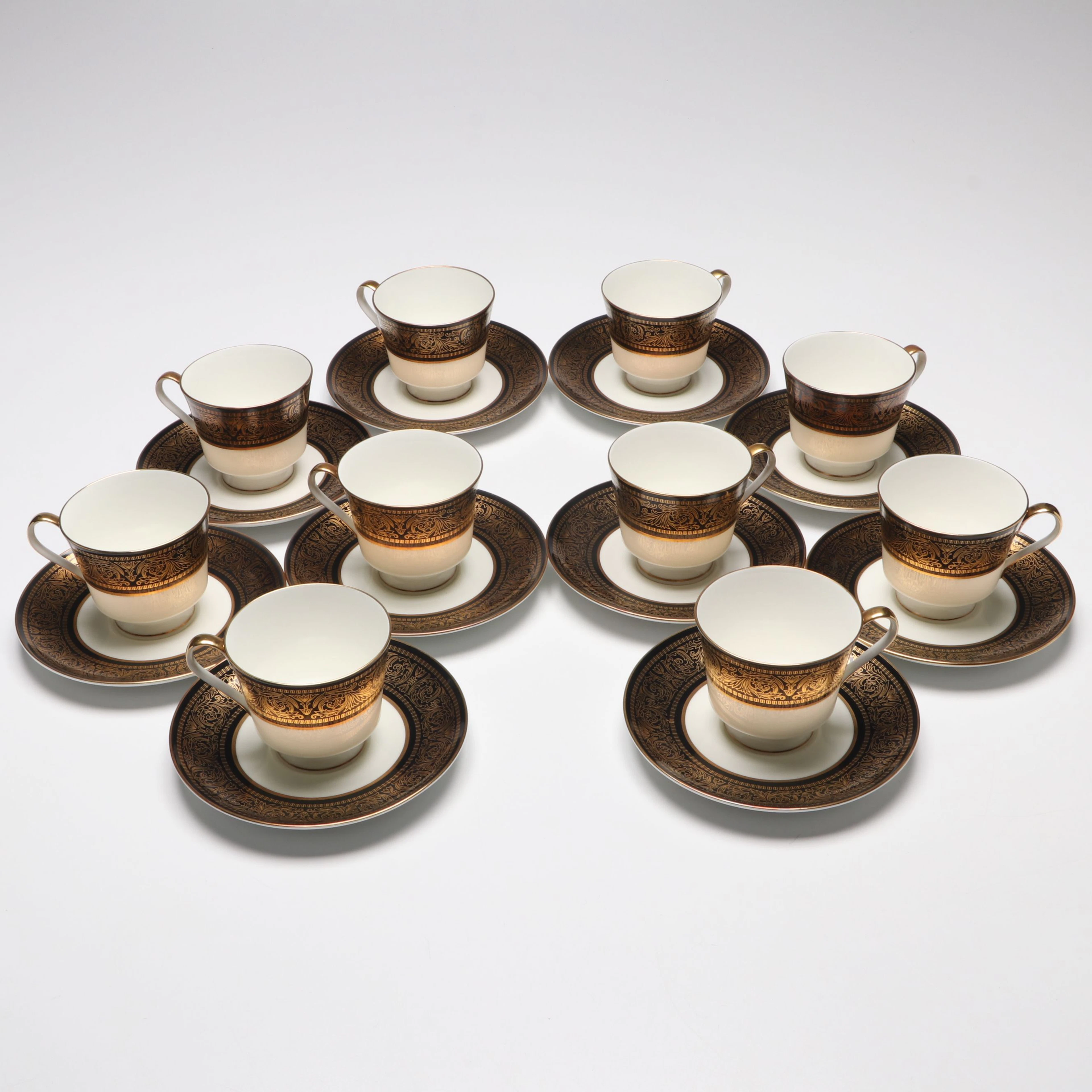 Mikasa "Mount Holyoke" Bone China Cups and Saucers, Mid to Late 20th Century