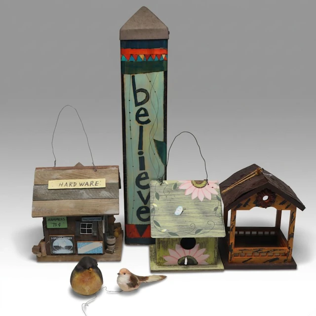 S. Burgess and Other Paint-Decorated Wood Birdhouses