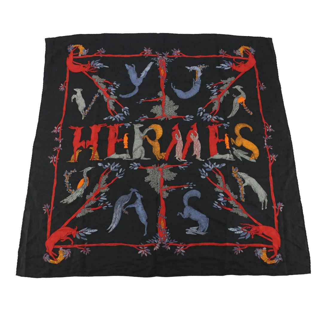 Hermès "Alphabet III" Cashmere Blend Scarf 90