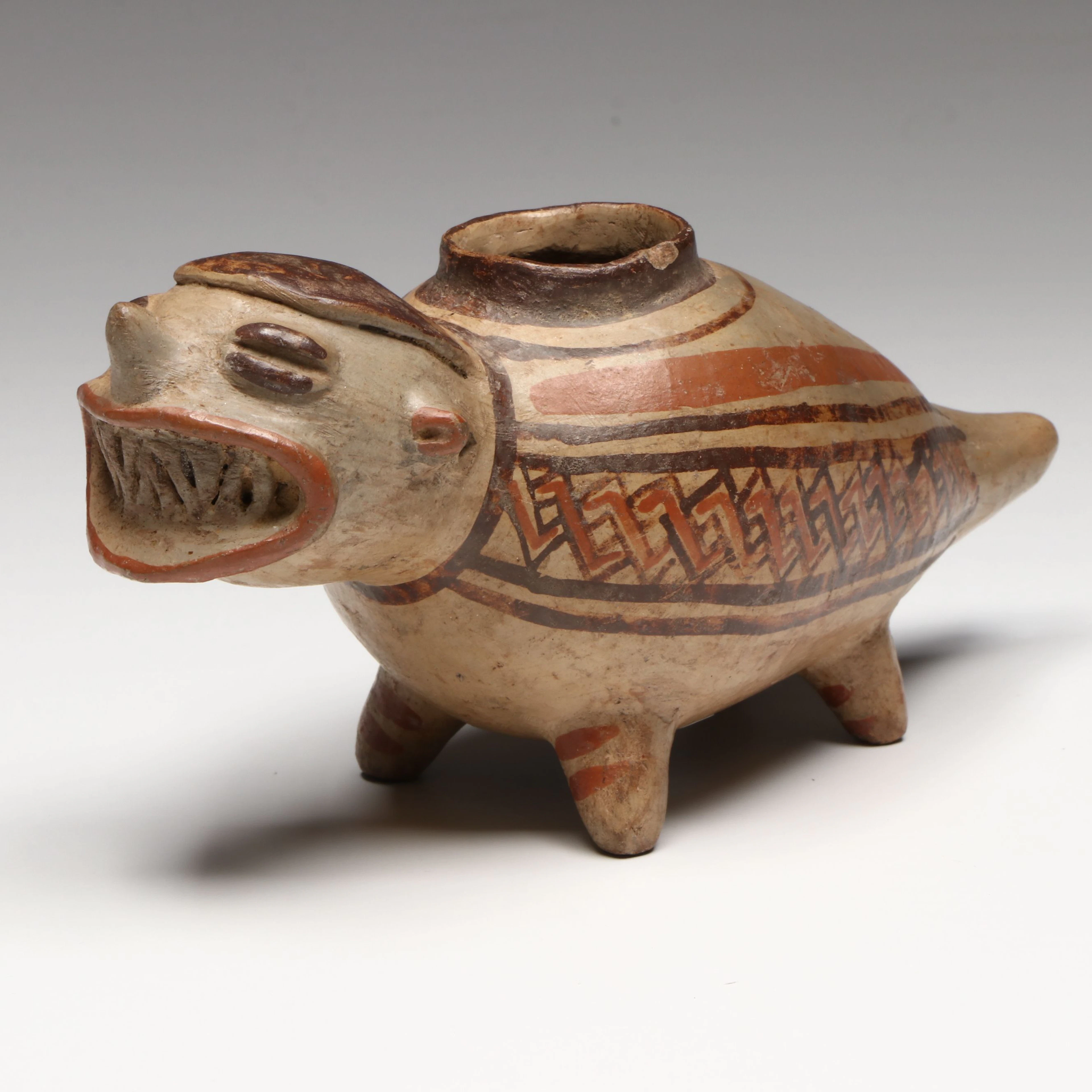 Costa Rican Polychrome Pottery Jaguar Effigy, Circa 1000–1350 CE
