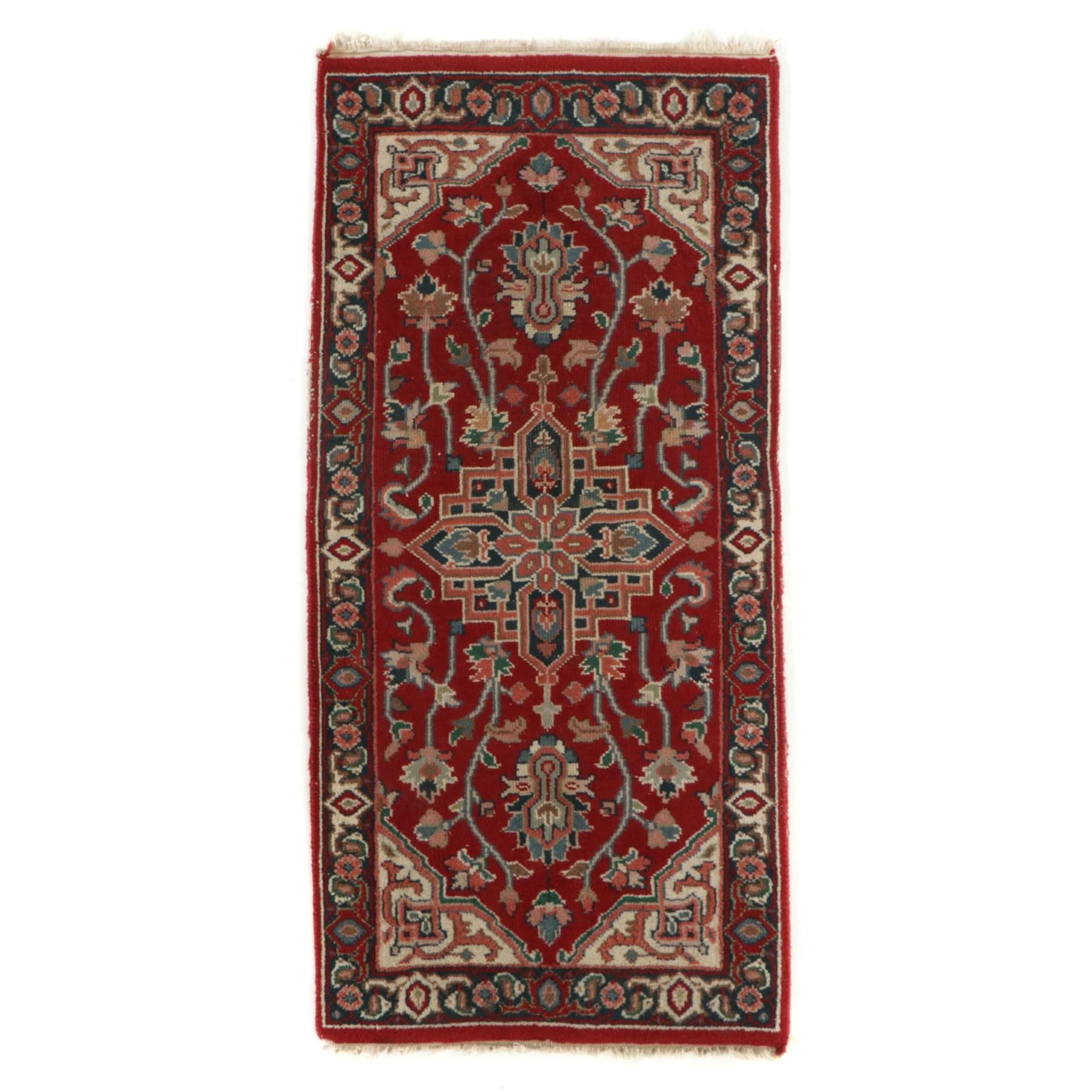 2' x 4'4 Hand-Knotted Indo-Persian Serapi Accent Rug