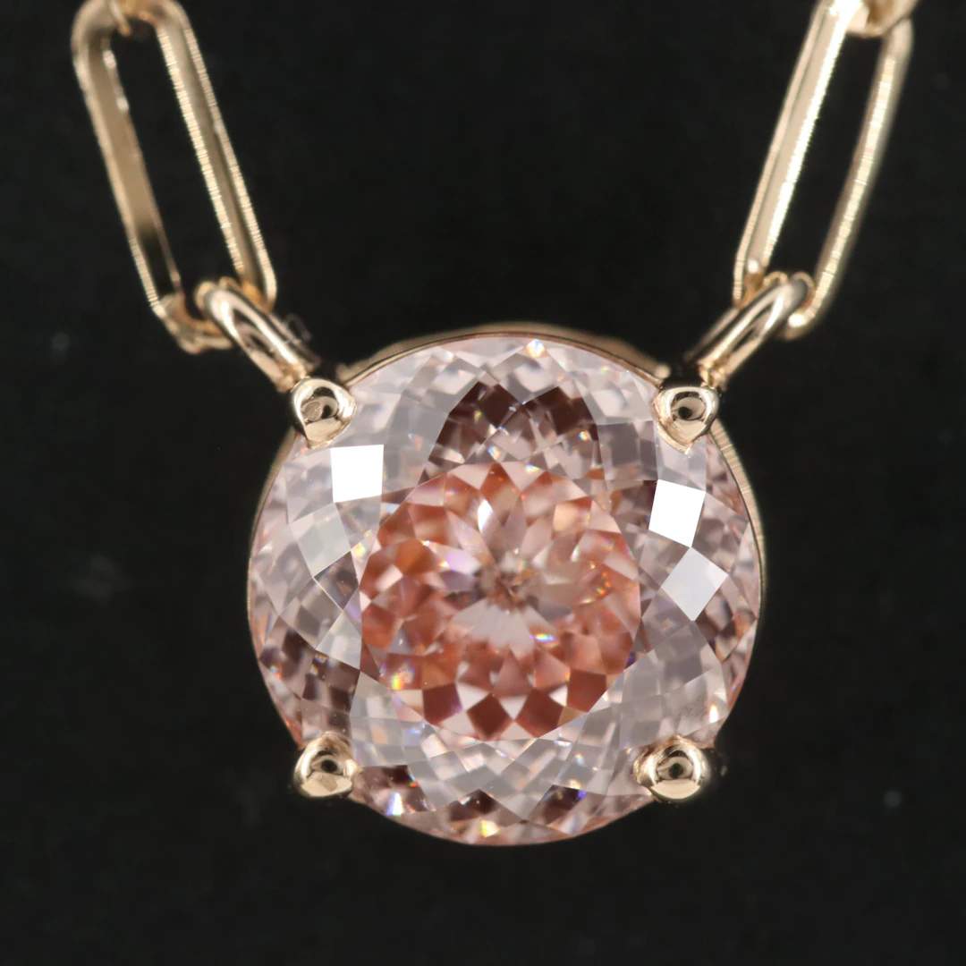 14K 2.05 CT Lab Grown Fancy Intense Pink Diamond Necklace with IGI Report