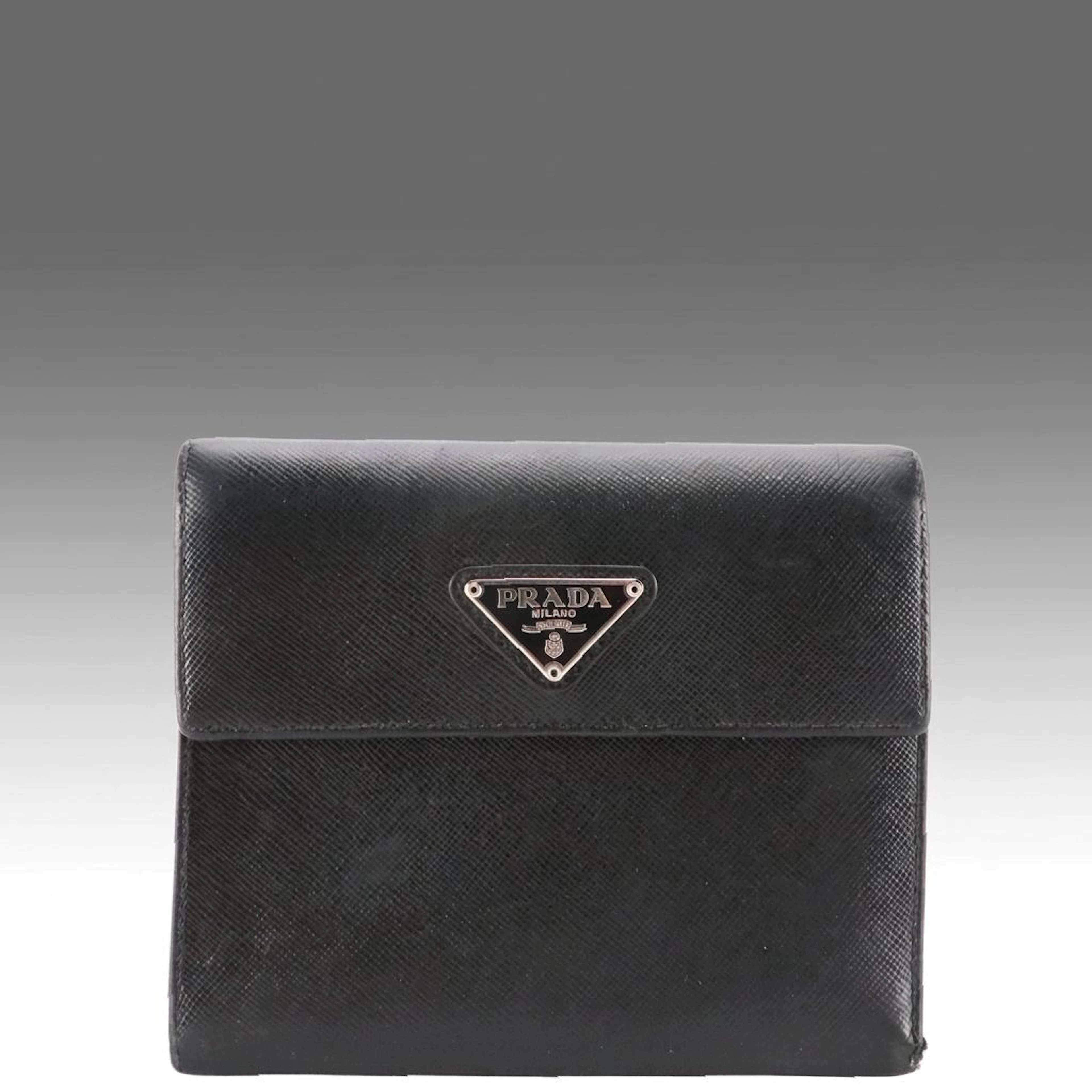 Prada Trifold Wallet in Black Saffiano Leather