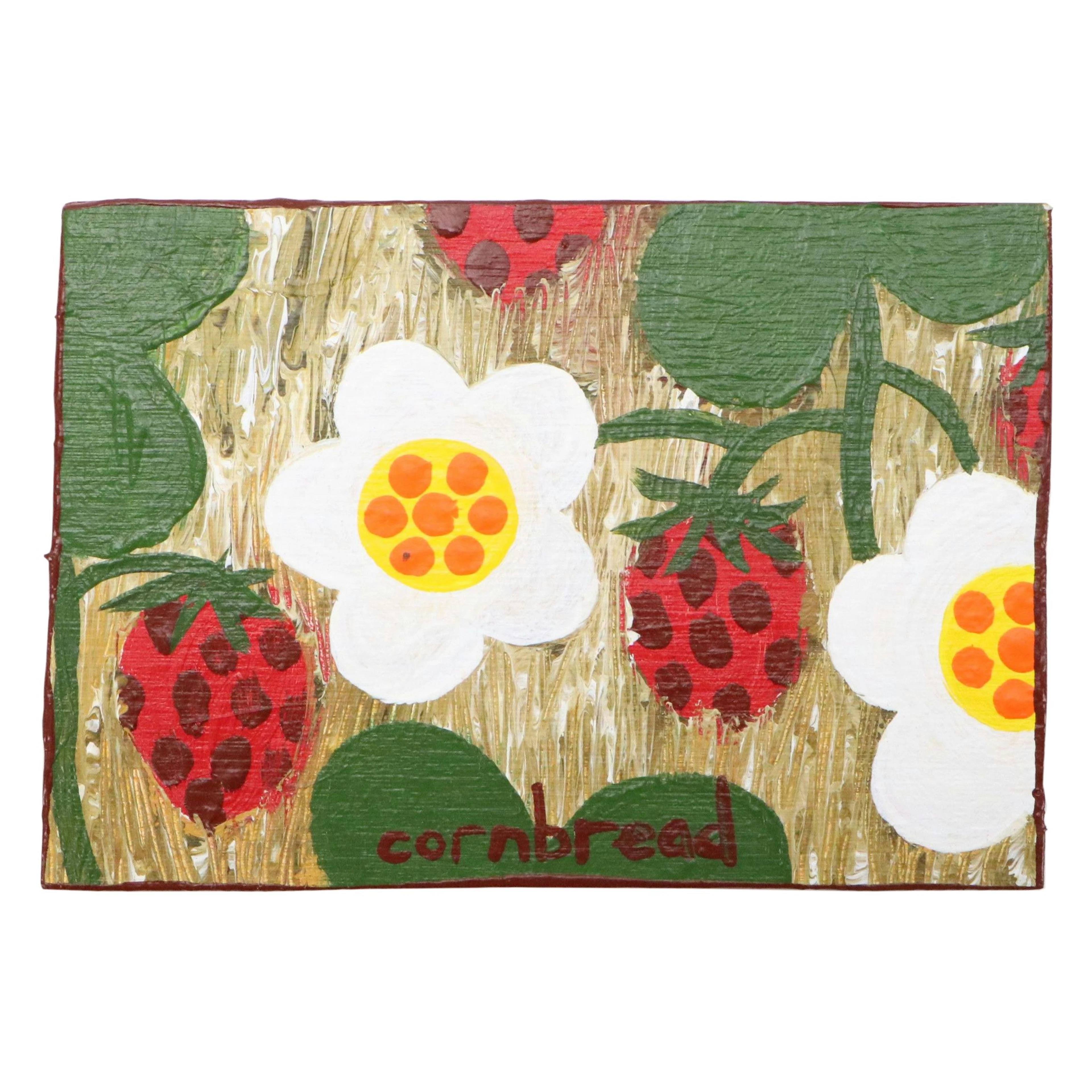John “Cornbread” Anderson Folk Art Acrylic Painting "Strawberry Patch"