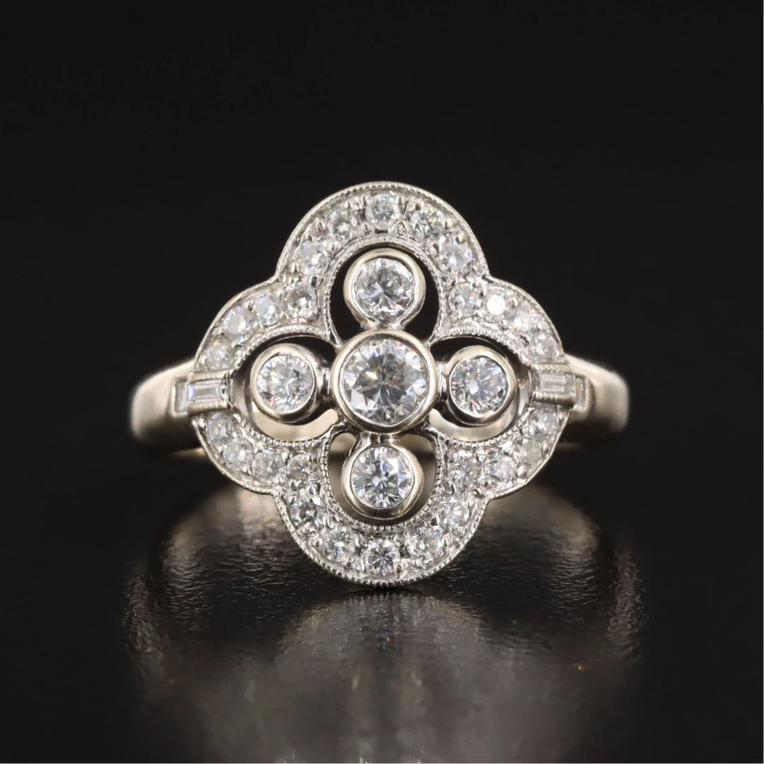 14K 1.01 CTW Diamond Quatrefoil Ring
