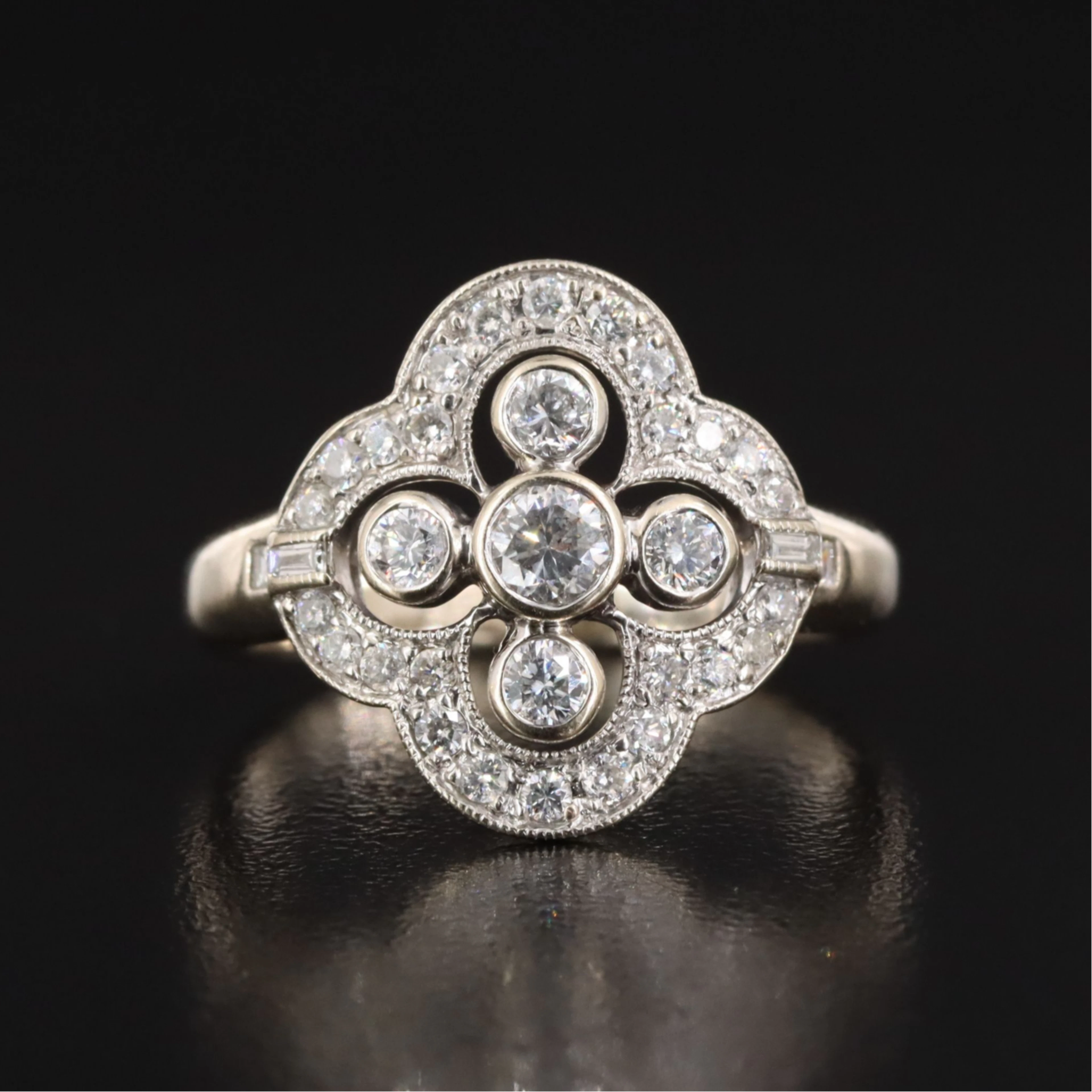 14K 1.01 CTW Diamond Quatrefoil Ring