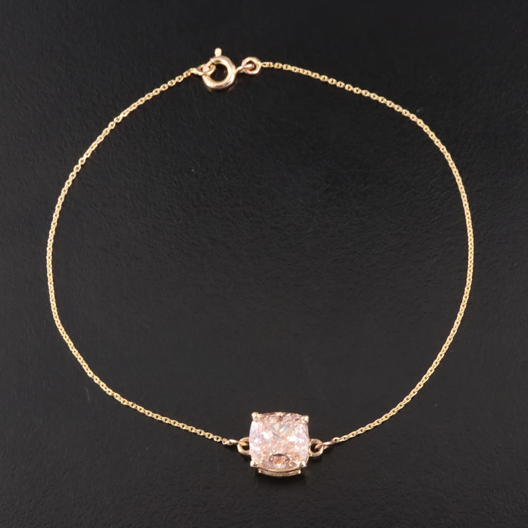 14K 2.36 CT Fancy Intense Brownish Orange Lab Grown Diamond Bracelet