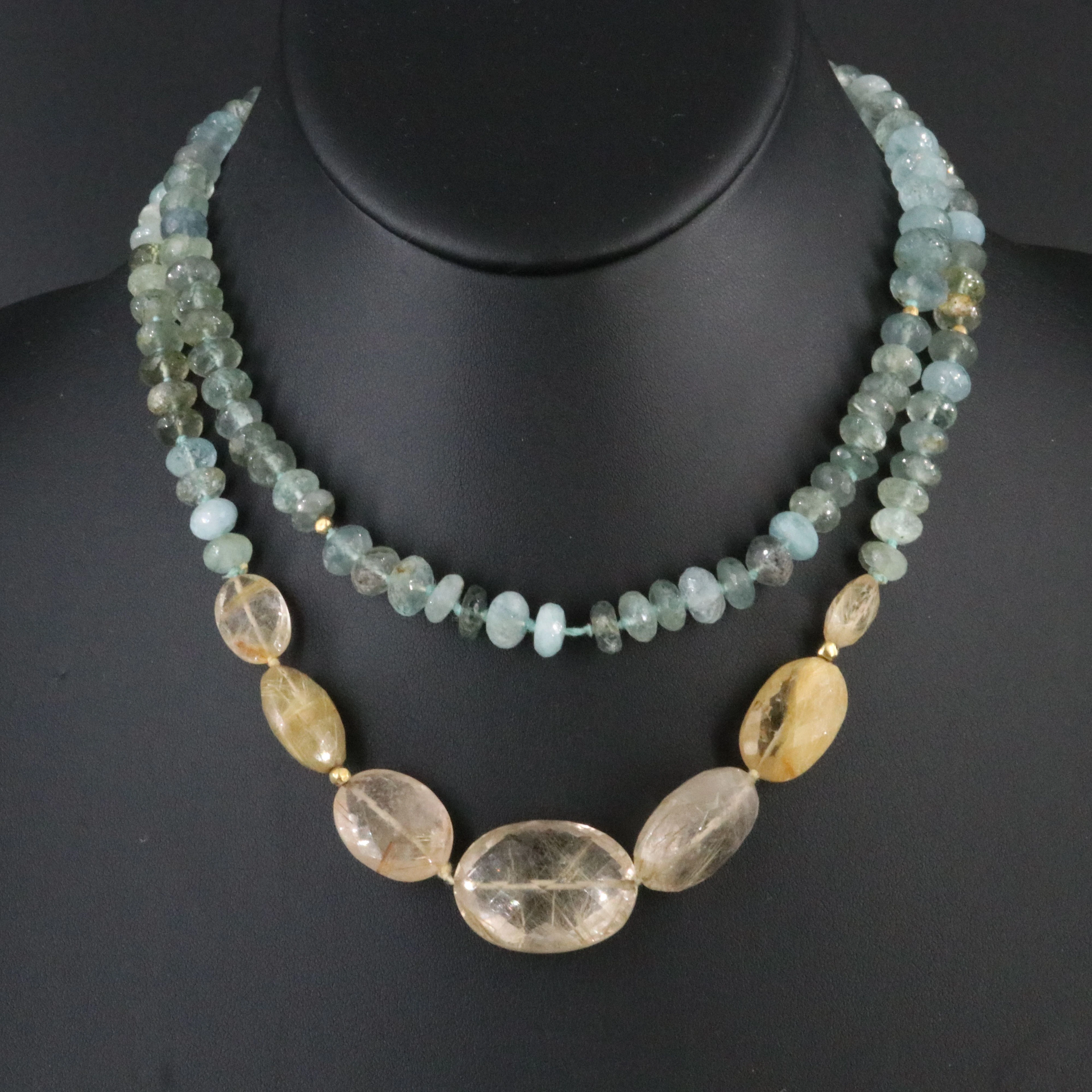 Rutilated Quartz and Aquamarine Necklace