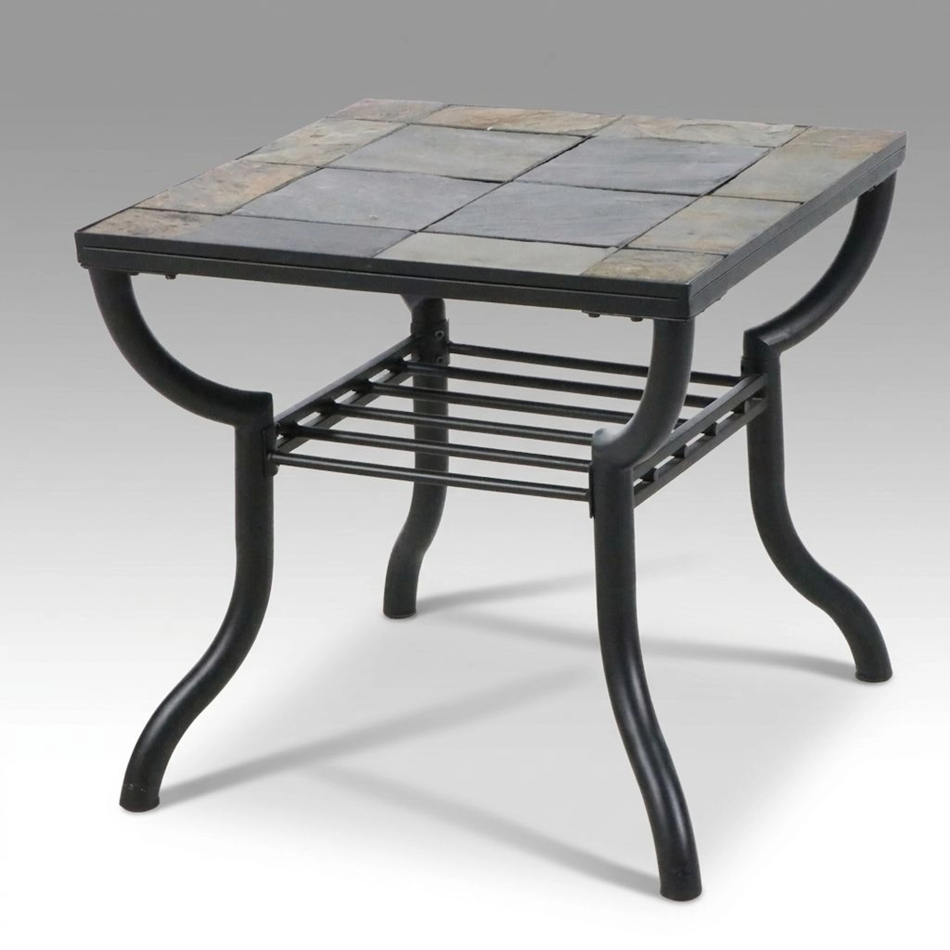 Slate Tile Top Metal PAtio Accent Table