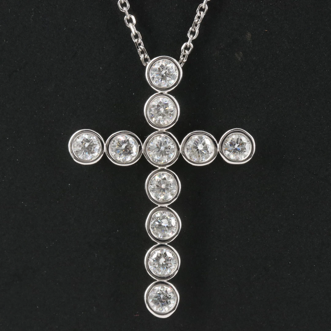 14K 0.93 CTW Diamond Cross Necklace