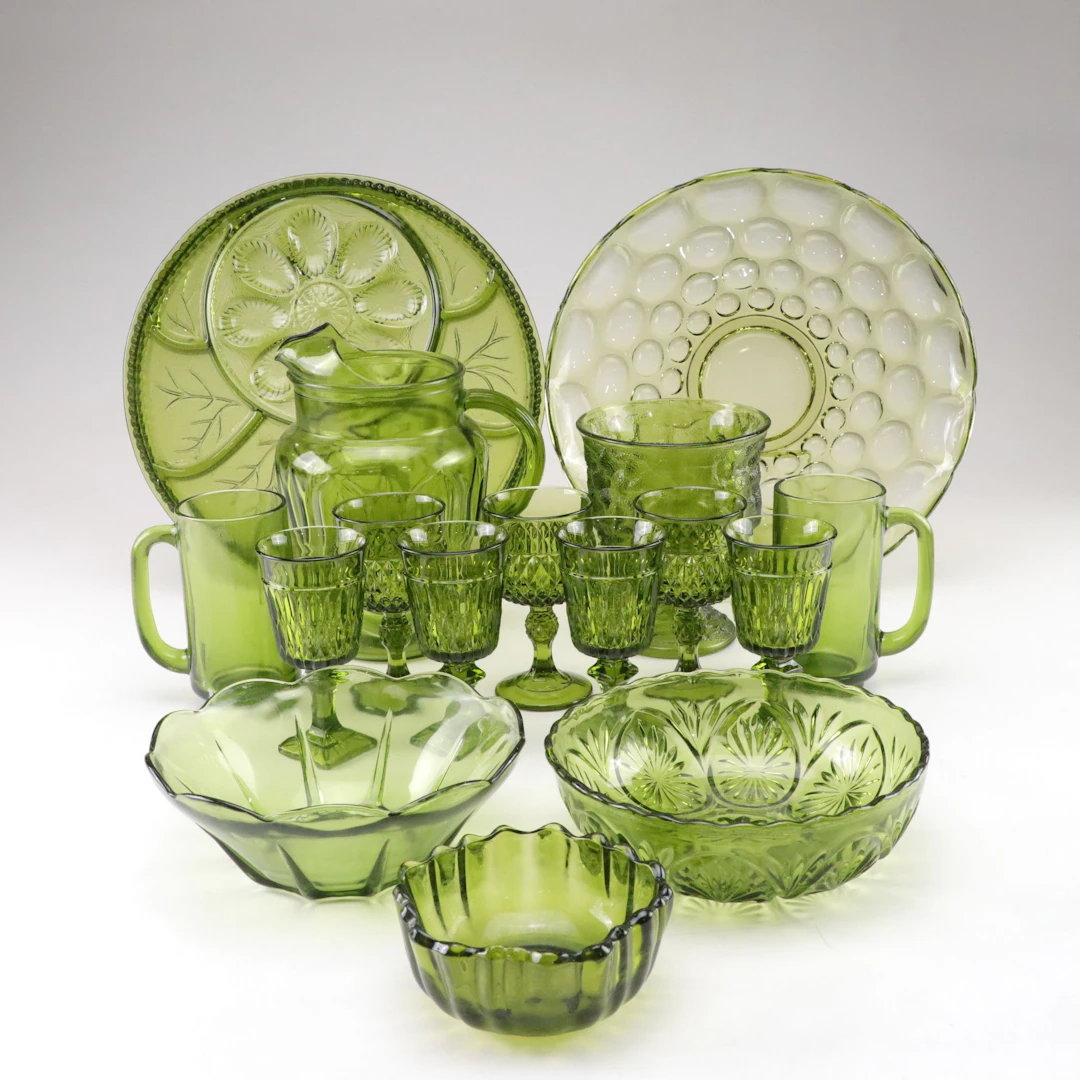 Indiana Glass, Anchor Hocking, with Other Steins, Pitcher, Goblets, & More