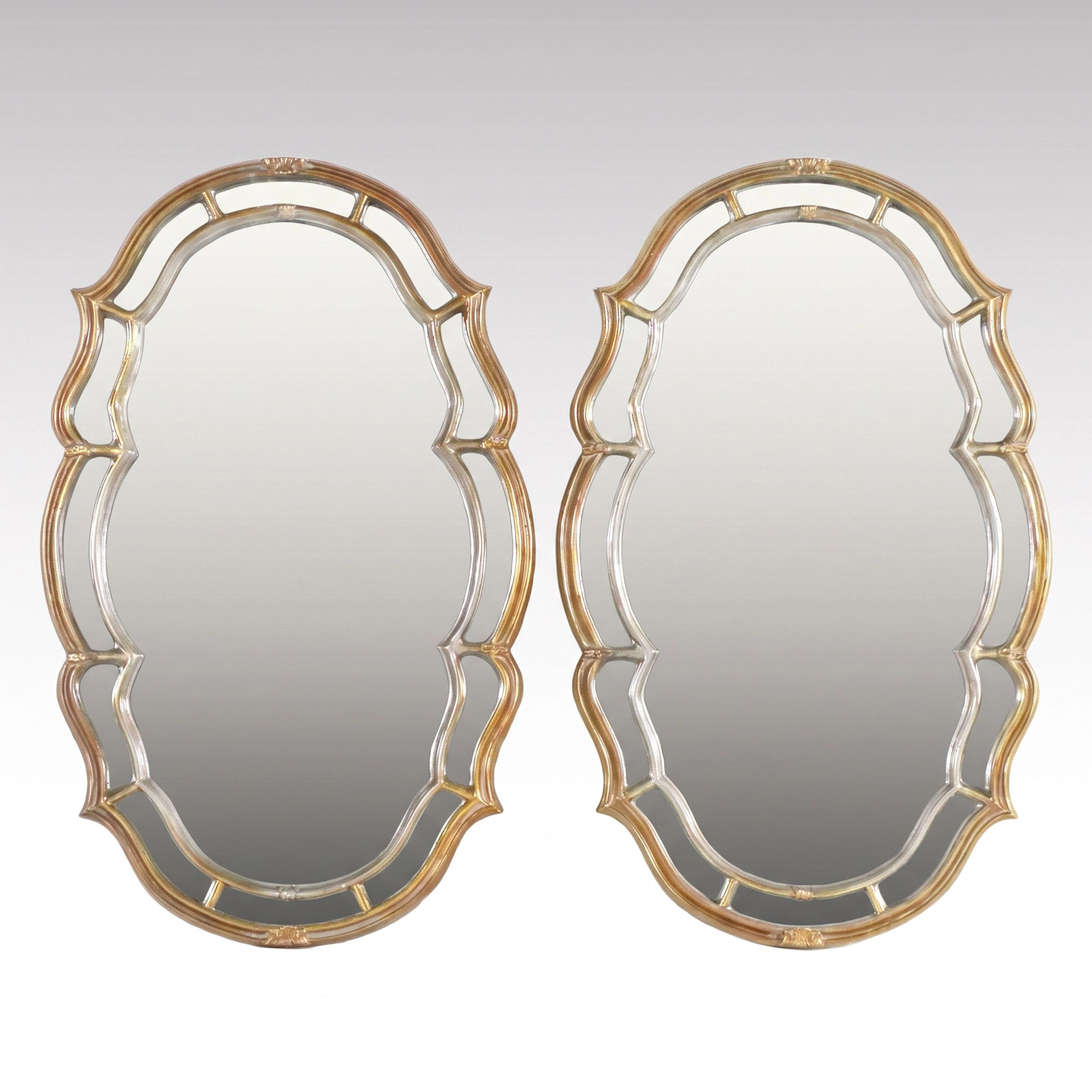 Pair of Hollywood Regency Style Gilt Finished Wall Mirrors